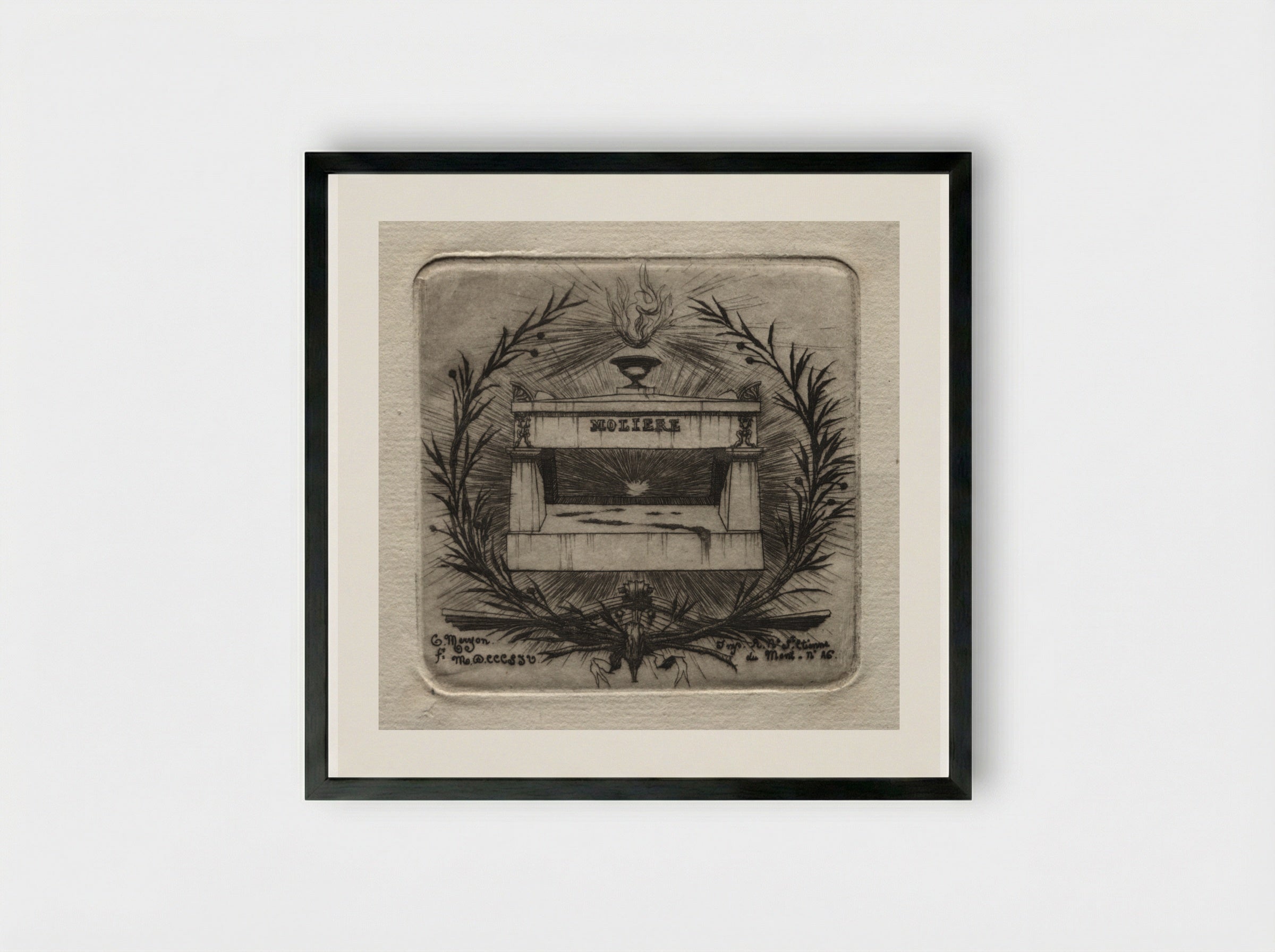 Tomb of Molière - Charles Meryon - Framed Print Black