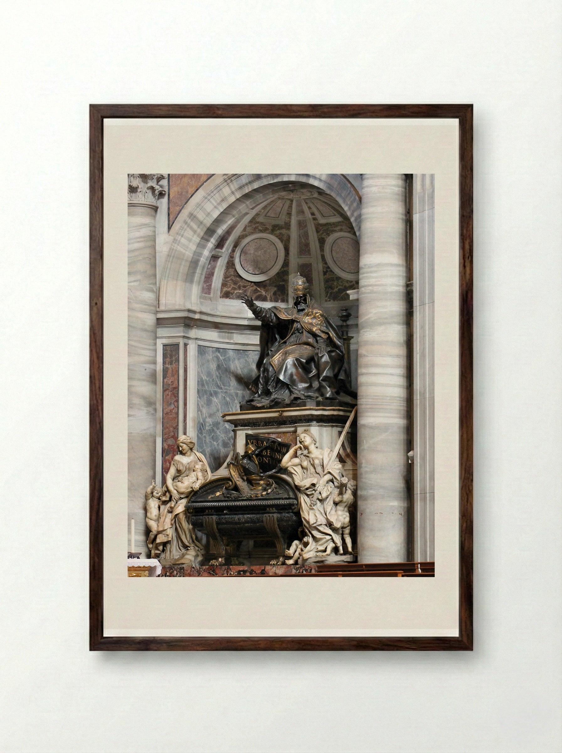 Tomb of Urban VIII - Gian Lorenzo Bernini - Framed Print Dark Wood