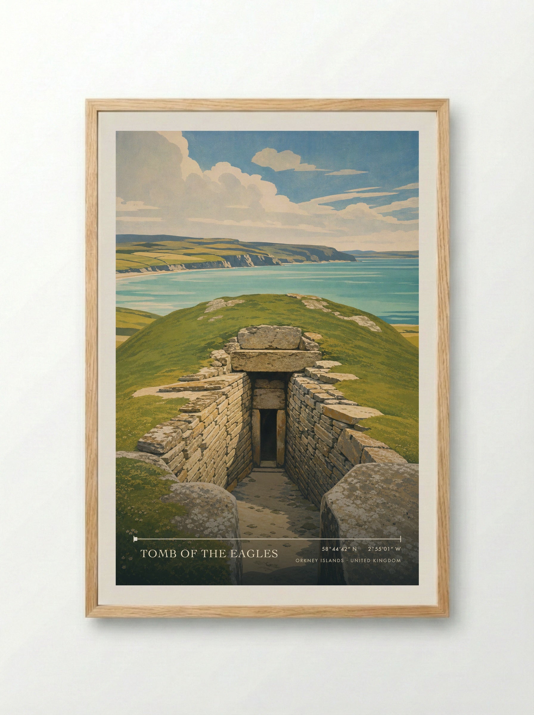 Tomb of the Eagles Orkney Islands United Kingdom Travel Poster - Framed Print Wood