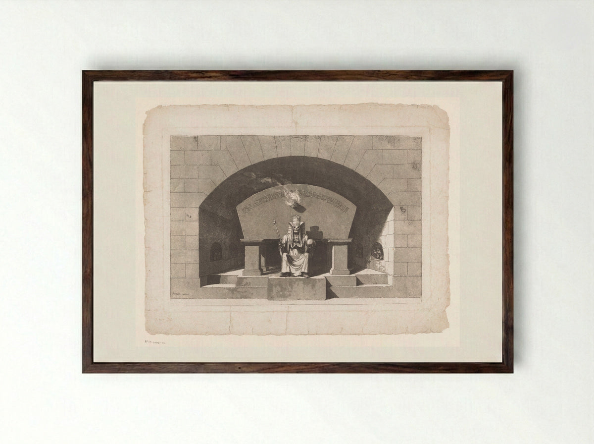 Tomb with Death Dressed as an Egyptian Pharaoh - Louis Jean Desprez - Framed Print Dark Wood