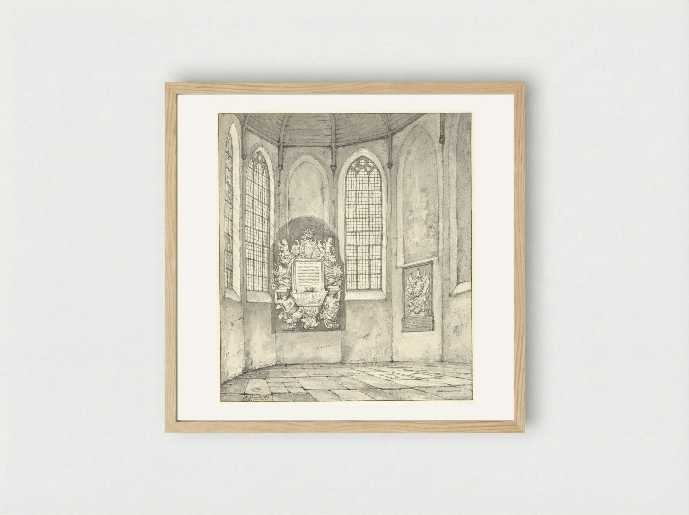Tombe van Anthony Pieterson in de kerk te Monster - Gerrit Lamberts - Framed Print Wood
