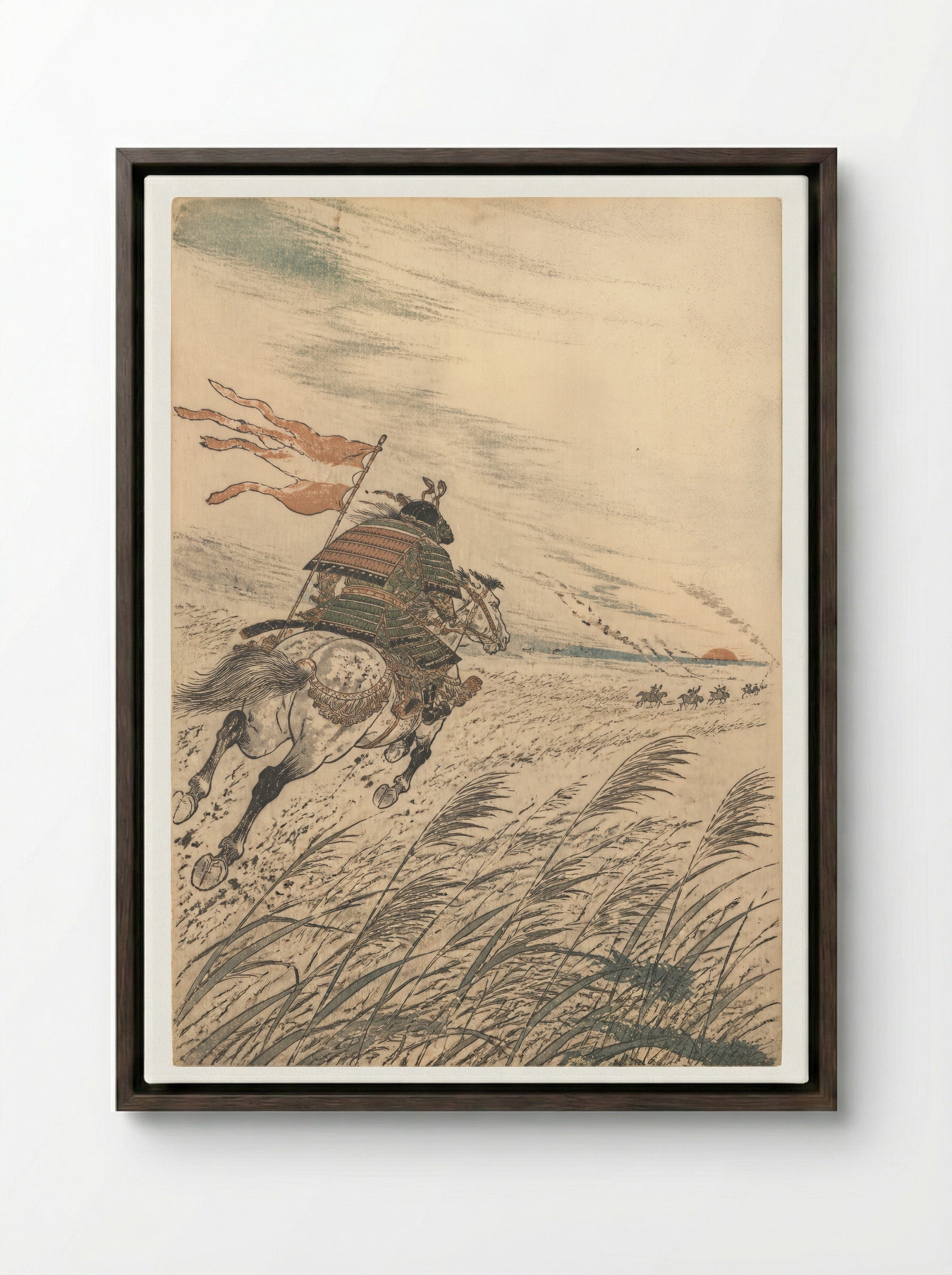 Tomoe Gozen at Awazu: The Road East - Framed Canvas Dark Wood