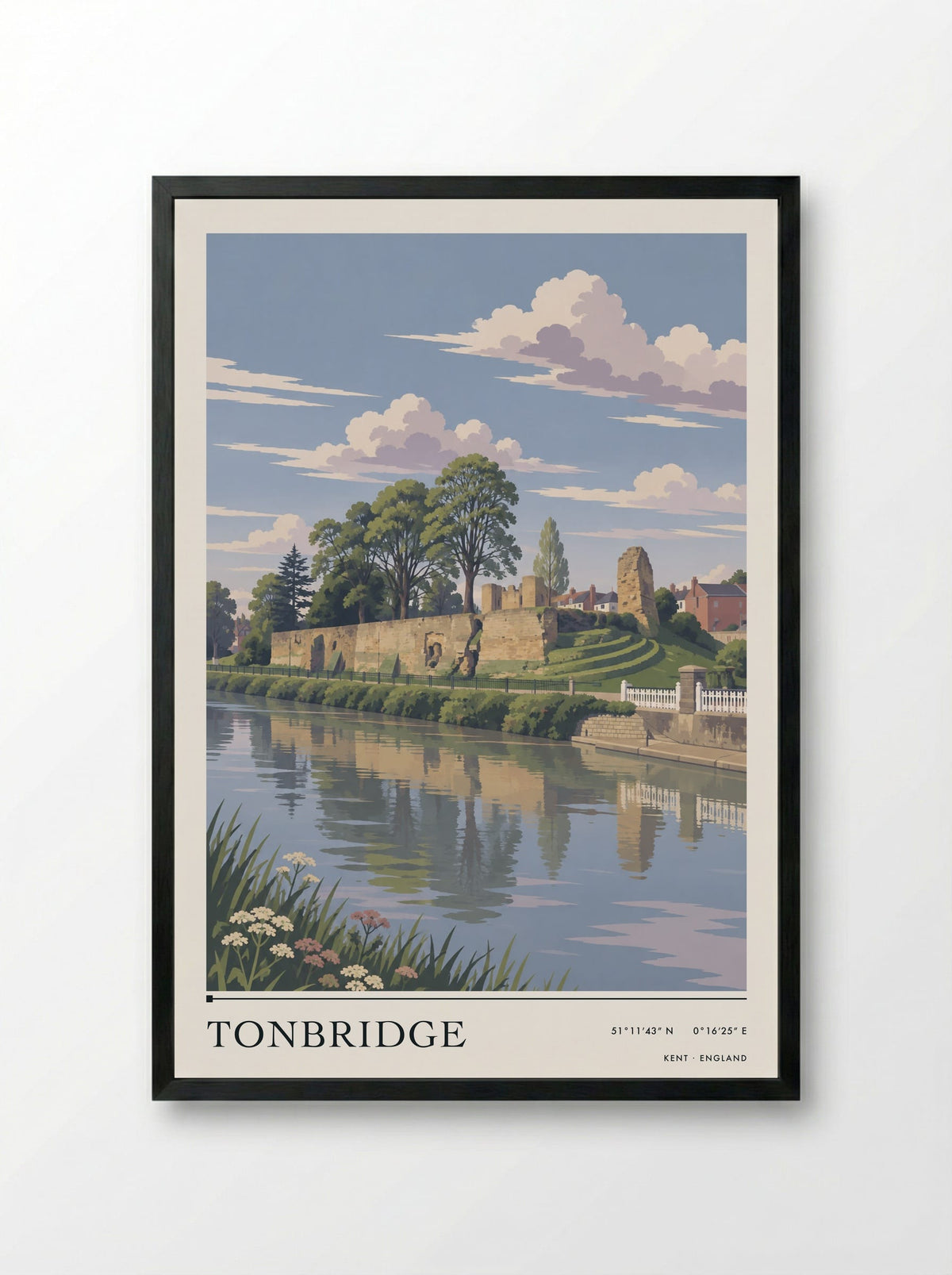 Tonbridge, Kent | Travel Poster - Framed Print Black