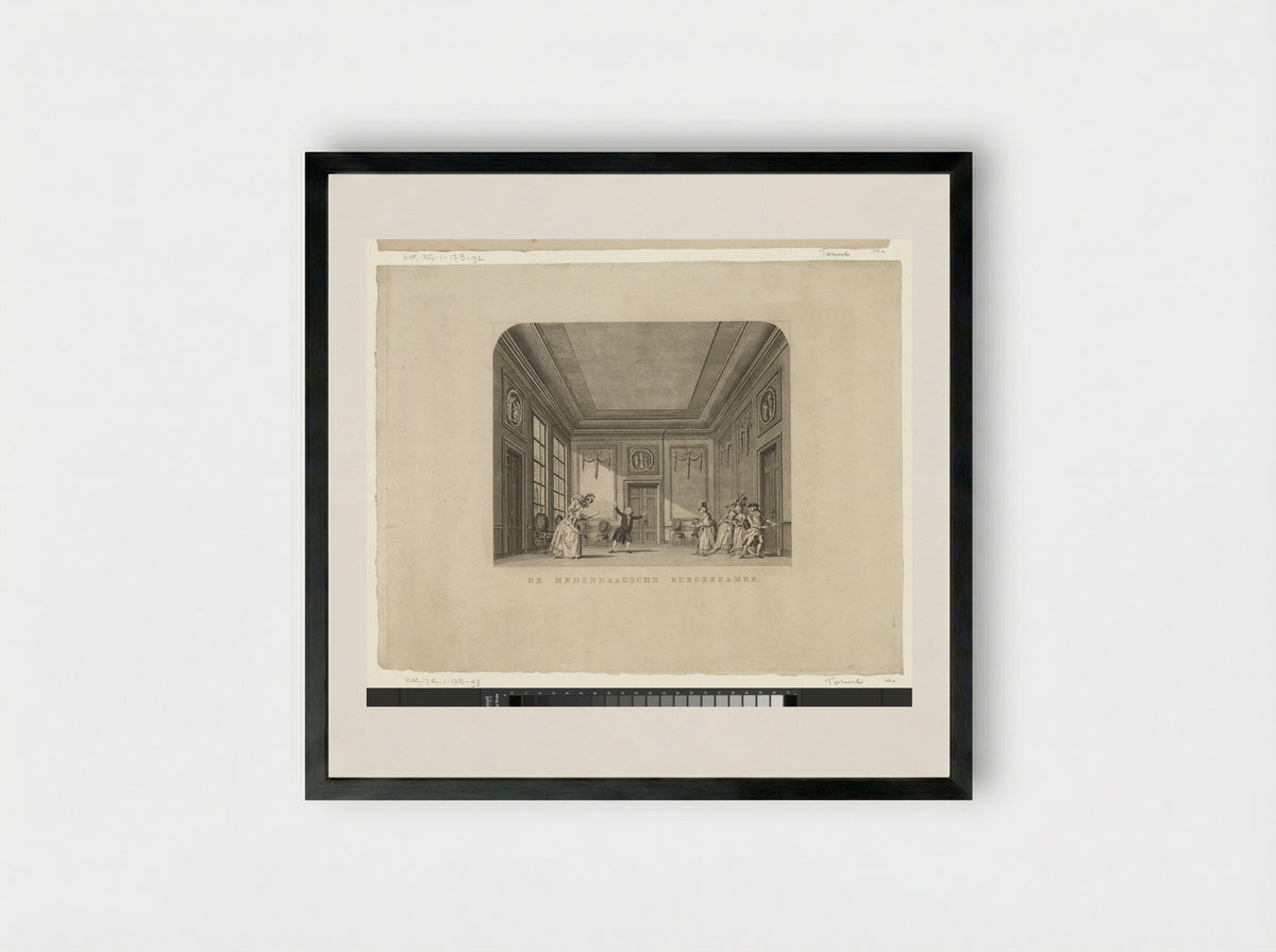 Toneeldecor: De Hedendaagsche Burgerkamer - Cornelis Brouwer - Framed Print Black