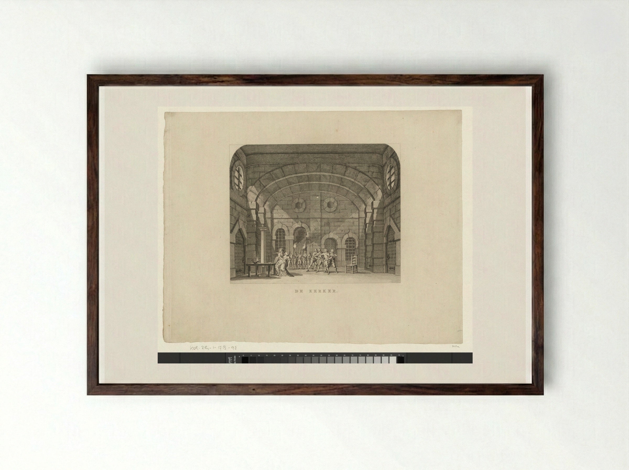 Toneeldecor: De Kerker - Cornelis Brouwer - Framed Print Dark Wood