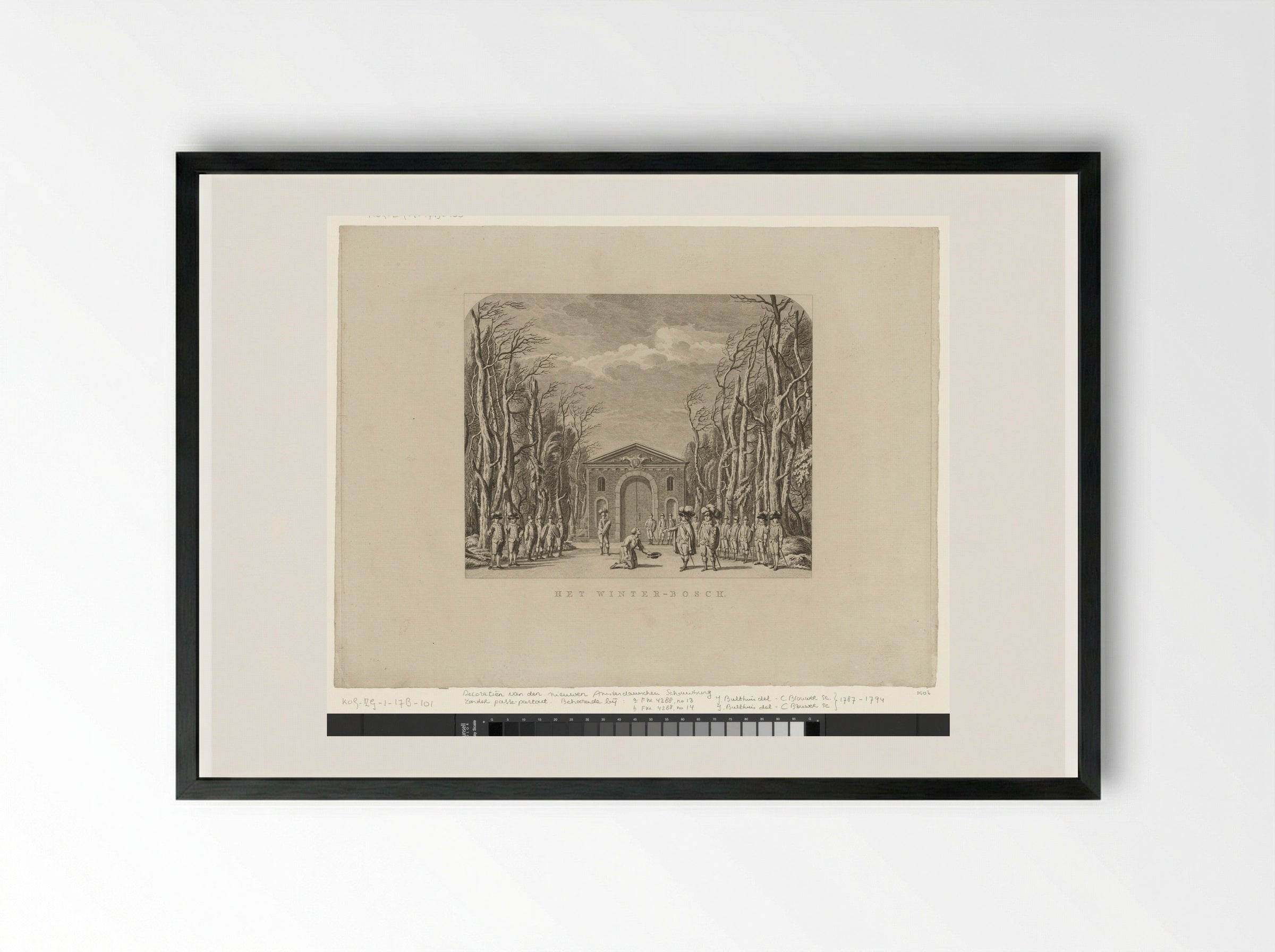 Toneeldecor: Het Winter Bosch - Cornelis Brouwer - Framed Print Black