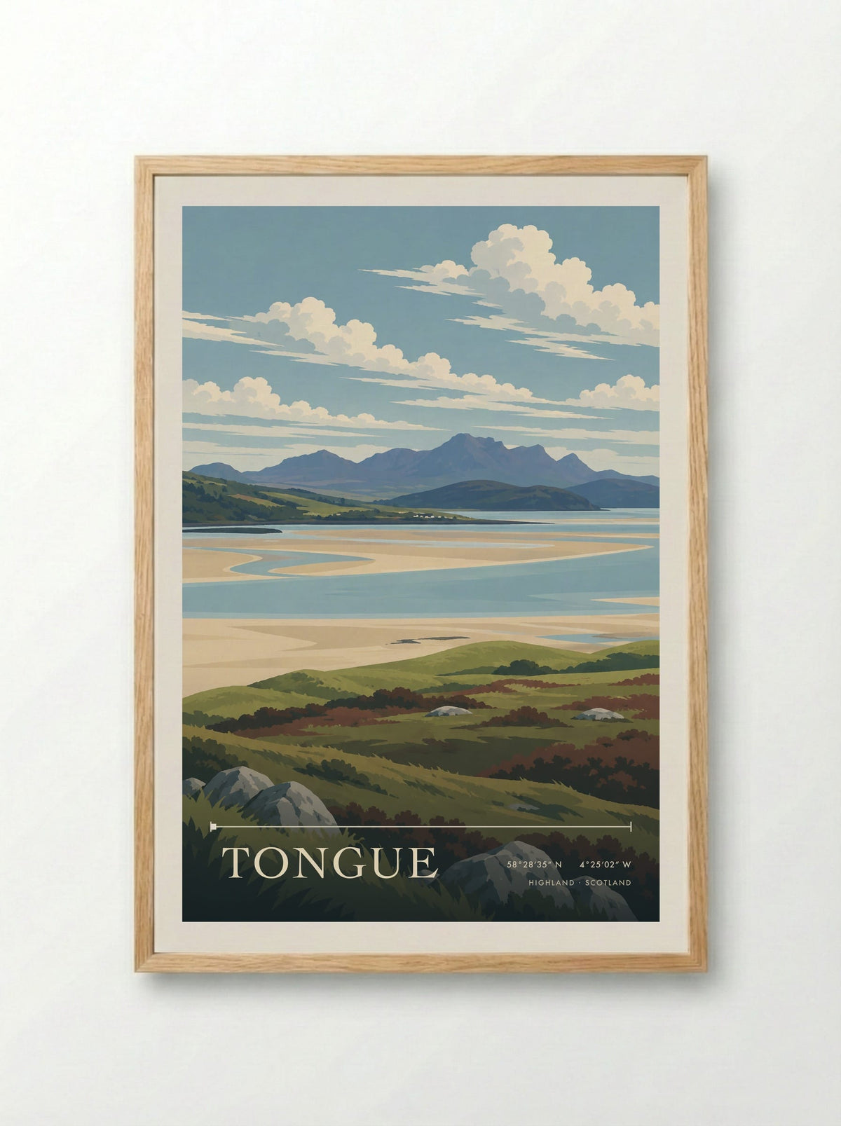 Tongue, Highland | Travel Poster - Framed Print Wood