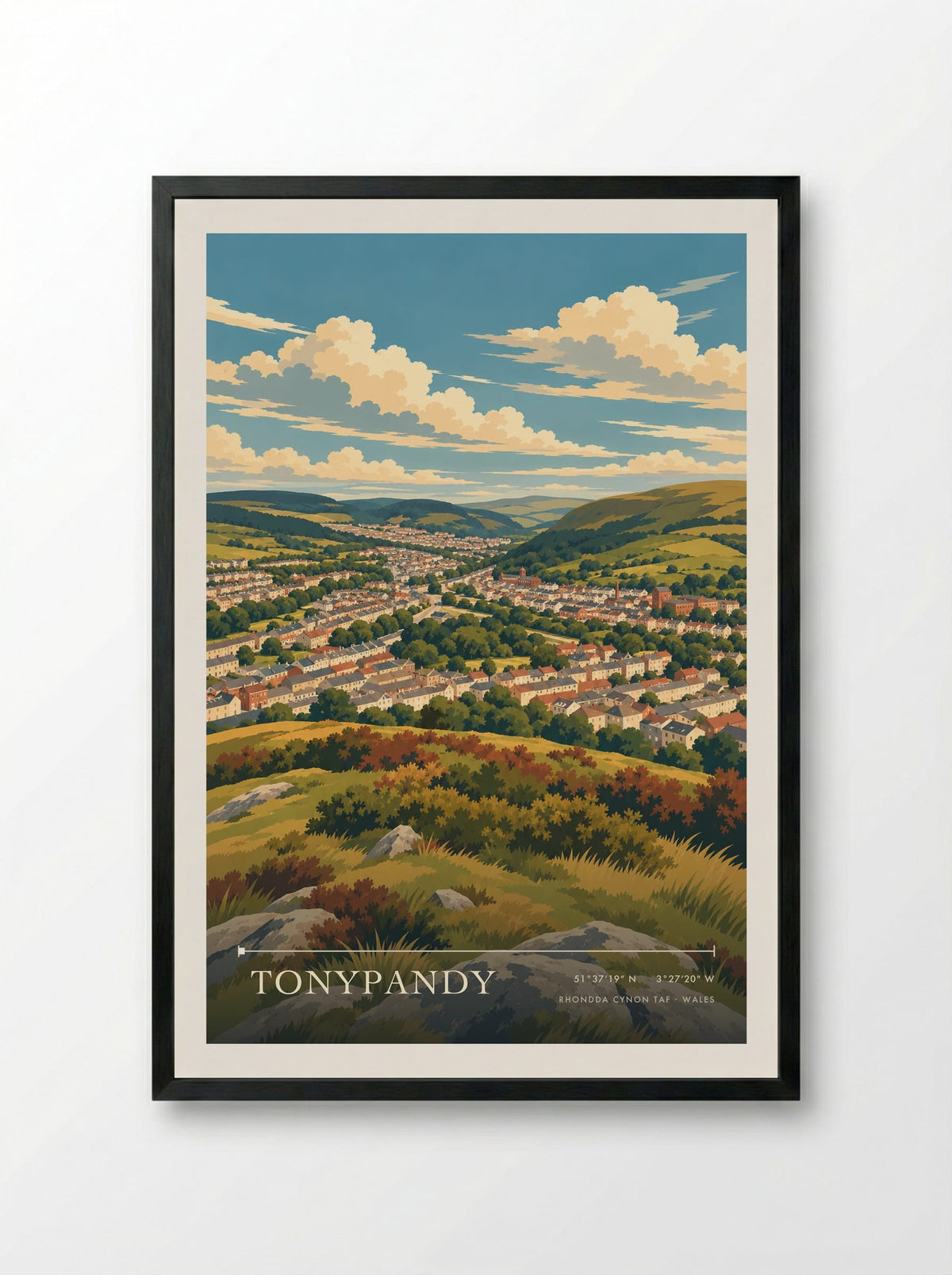 Tonypandy, Rhondda Cynon Taf | Travel Poster - Framed Print Black