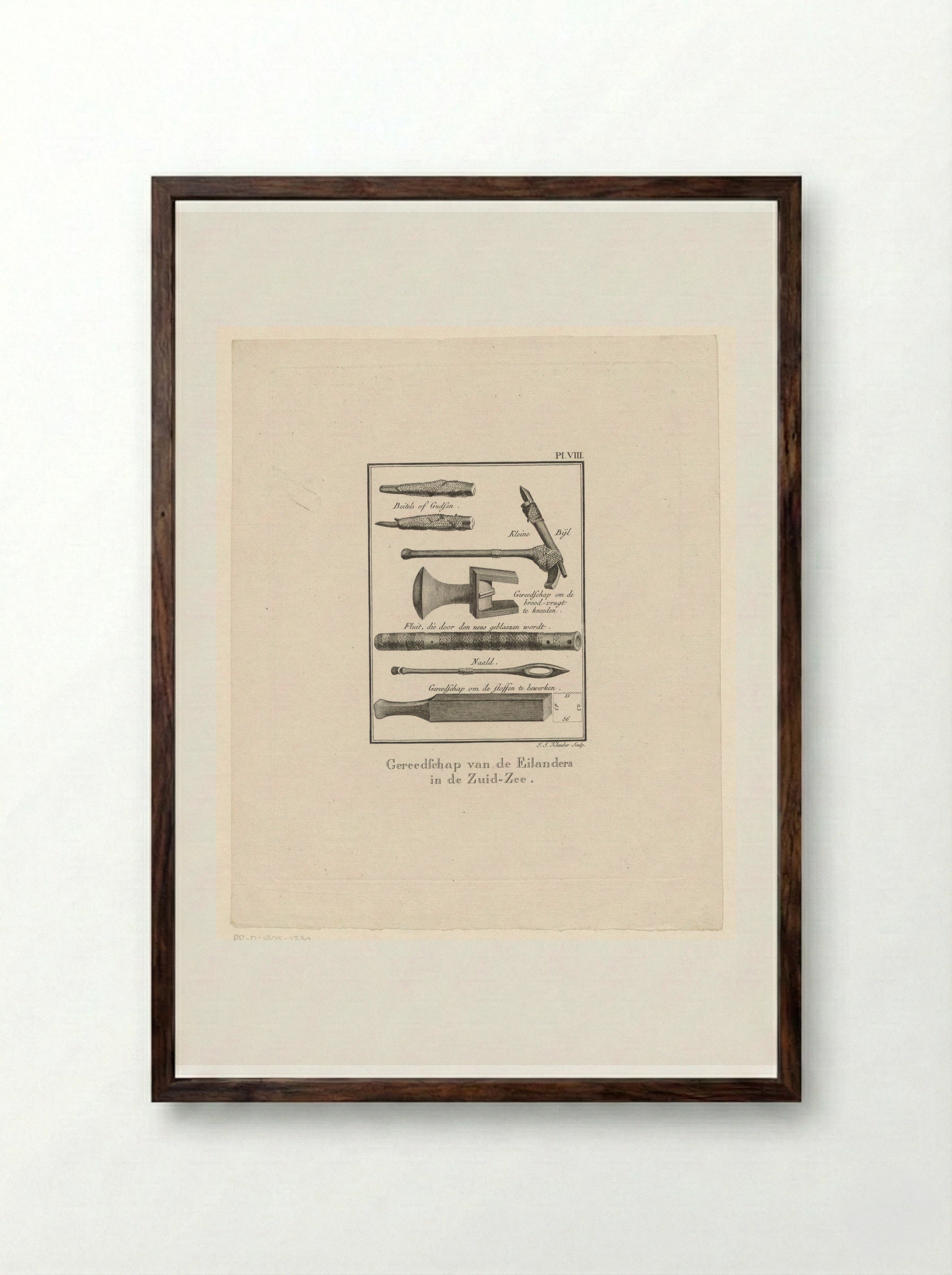 Tools of the South Sea Islanders - J.S. Klauber - Framed Print Dark Wood