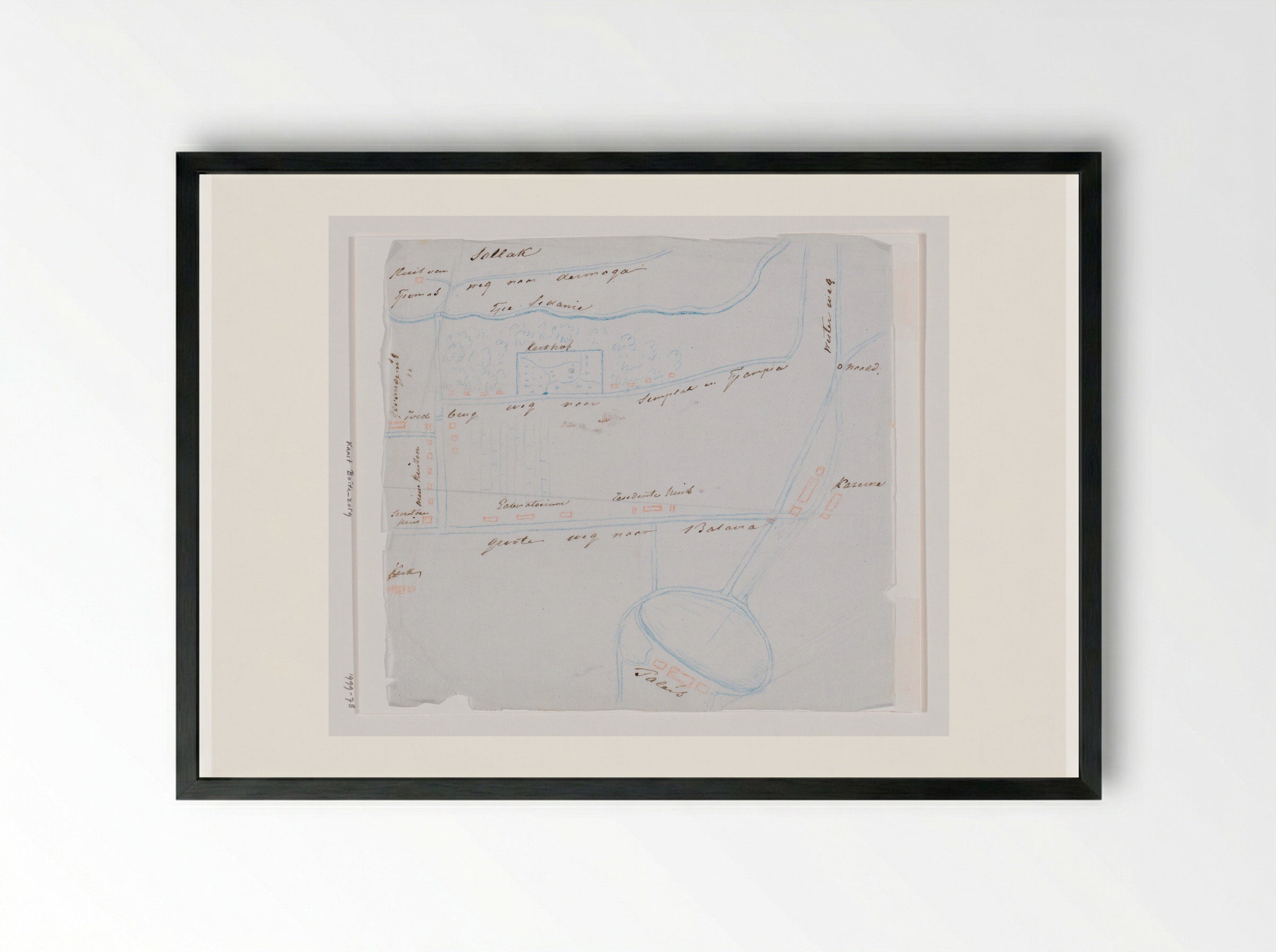 Topografische schetskaart van Buitenzorg (Bogor), West-Java - Adrianus Johannes Bik - Framed Print Black