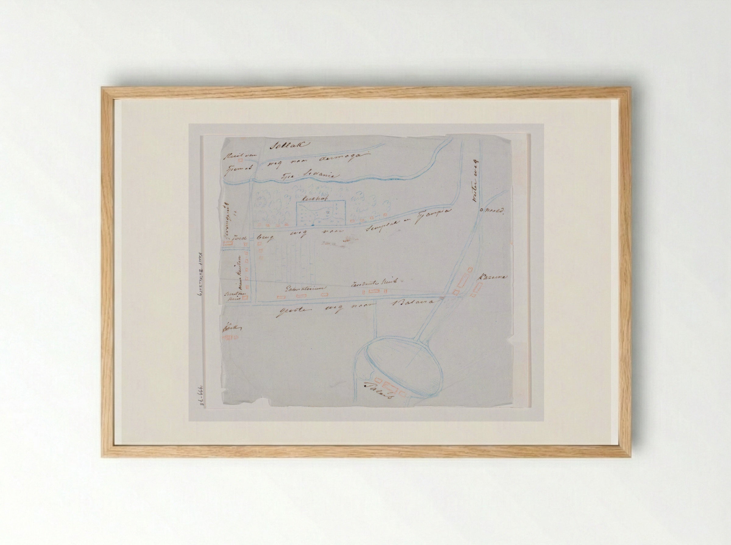 Topografische schetskaart van Buitenzorg (Bogor), West-Java - Adrianus Johannes Bik - Framed Print Wood