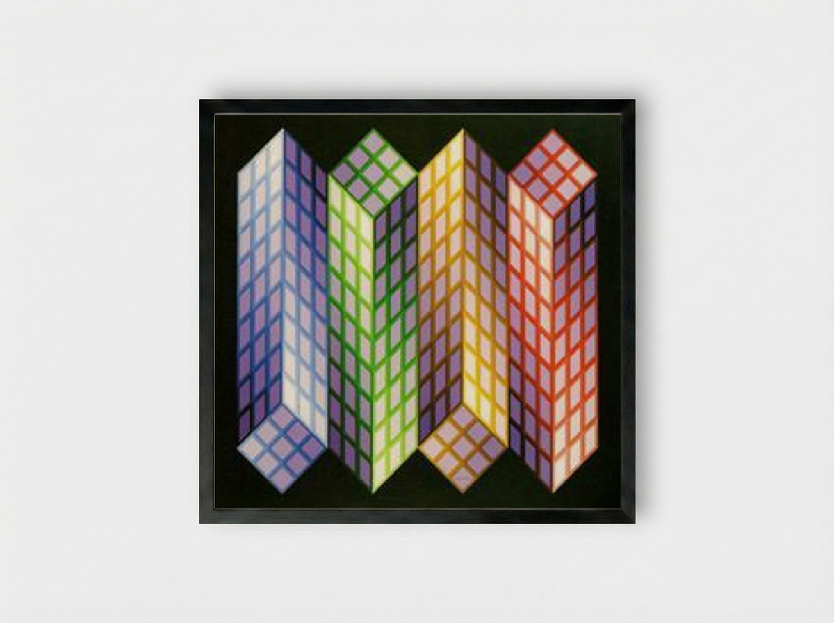 Torony-Nagy - Victor Vasarely - Framed Print Black