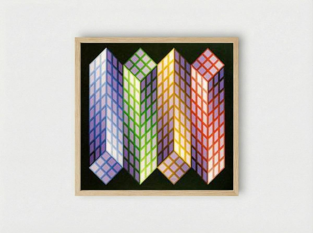 Torony-Nagy - Victor Vasarely - Framed Print Wood