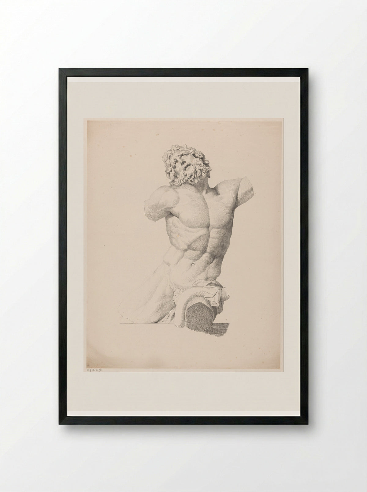 Torso van de Laocoön - Jean Augustin Daiwaille - Framed Print Black