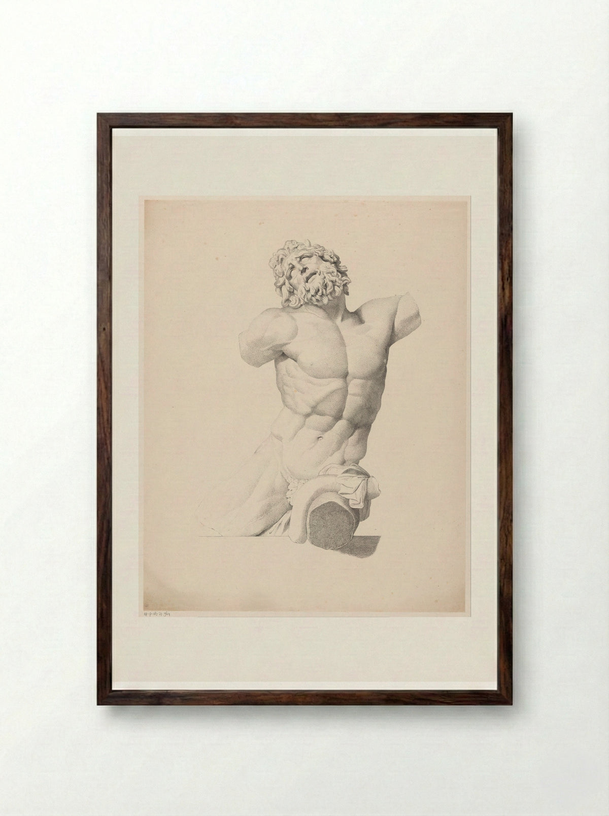Torso van de Laocoön - Jean Augustin Daiwaille - Framed Print Dark Wood