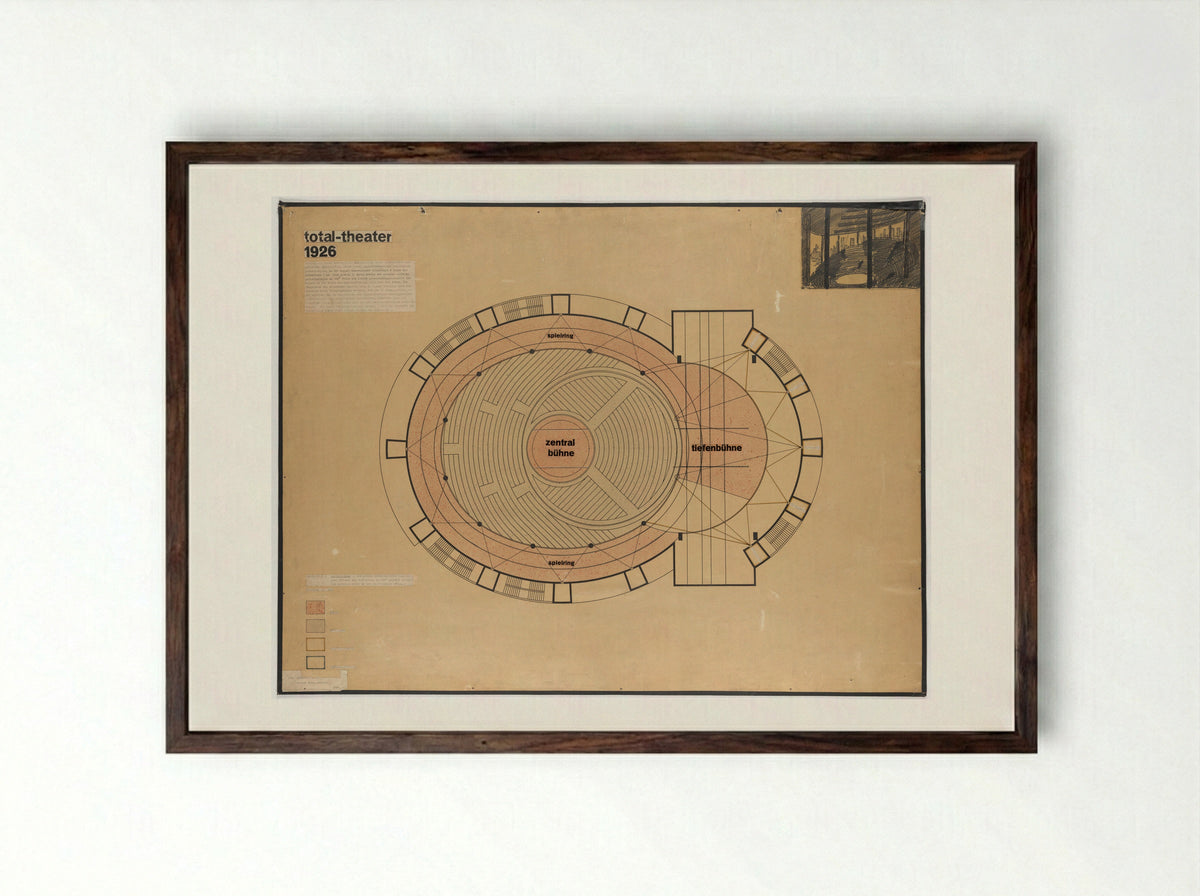 Total Theatre for Erwin Piscator - Walter Gropius - Framed Print Dark Wood