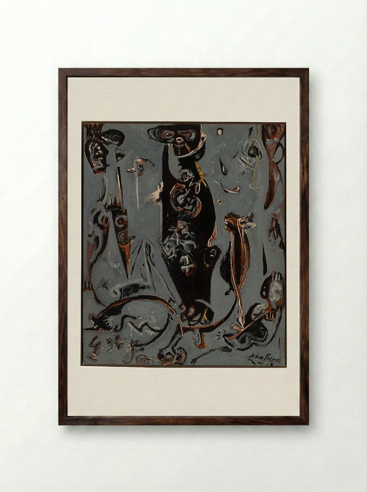 Totem Lesson 2 - Jackson Pollock - Framed Print Dark Wood
