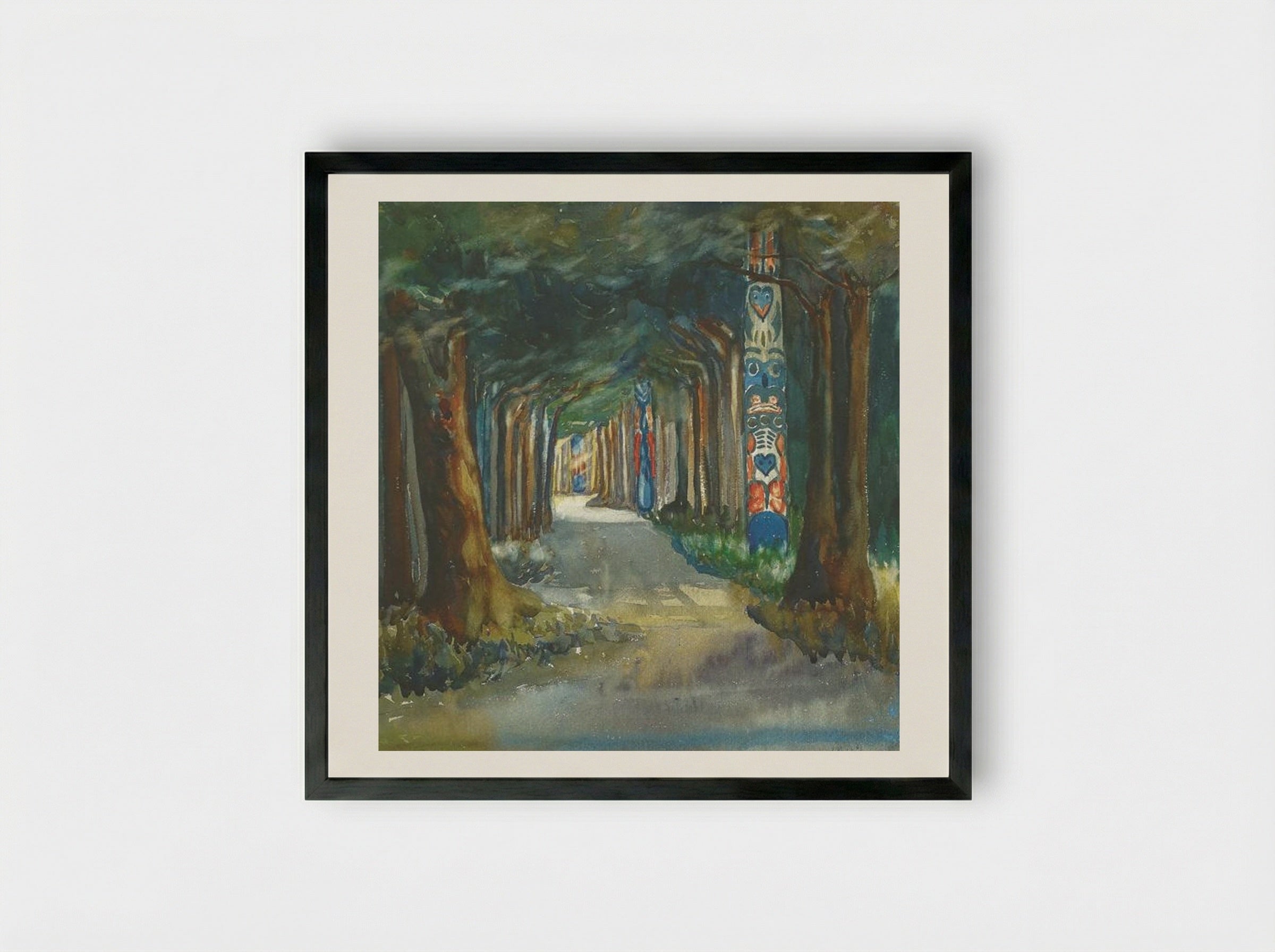 Totem Walk at Sitka - Emily Carr - Framed Print Black