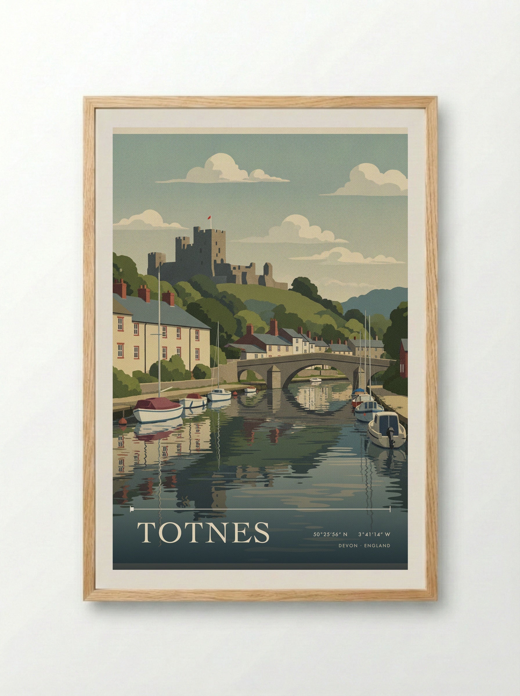 Totnes Devon England Travel Poster - Framed Print Wood