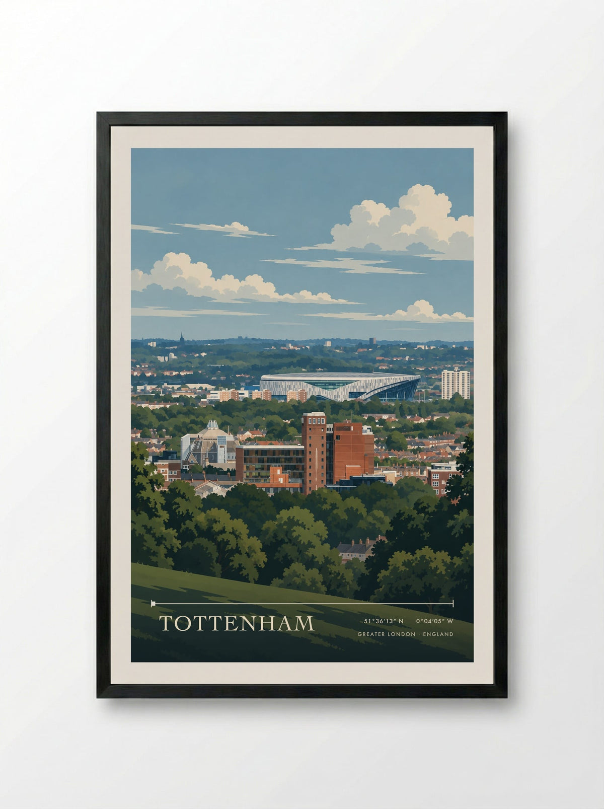 Tottenham, Greater London | Travel Poster - Framed Print Black