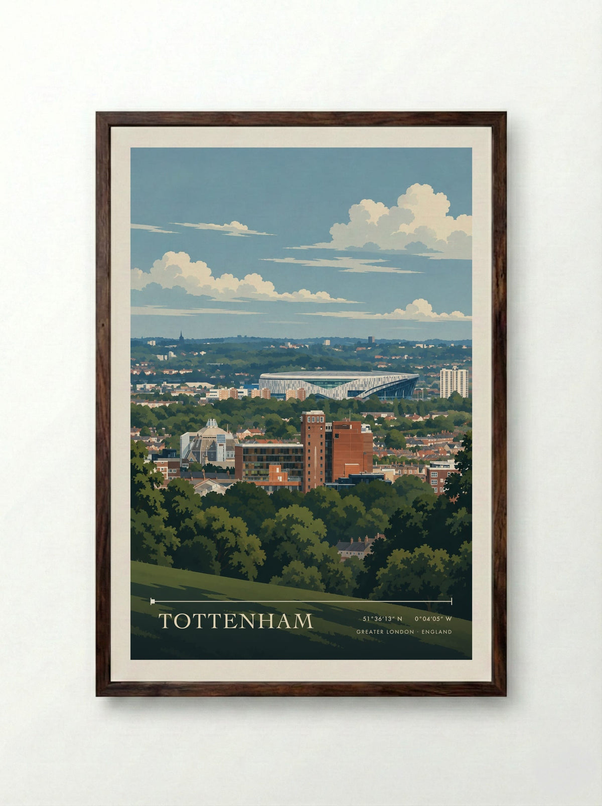 Tottenham, Greater London | Travel Poster - Framed Print Dark Wood