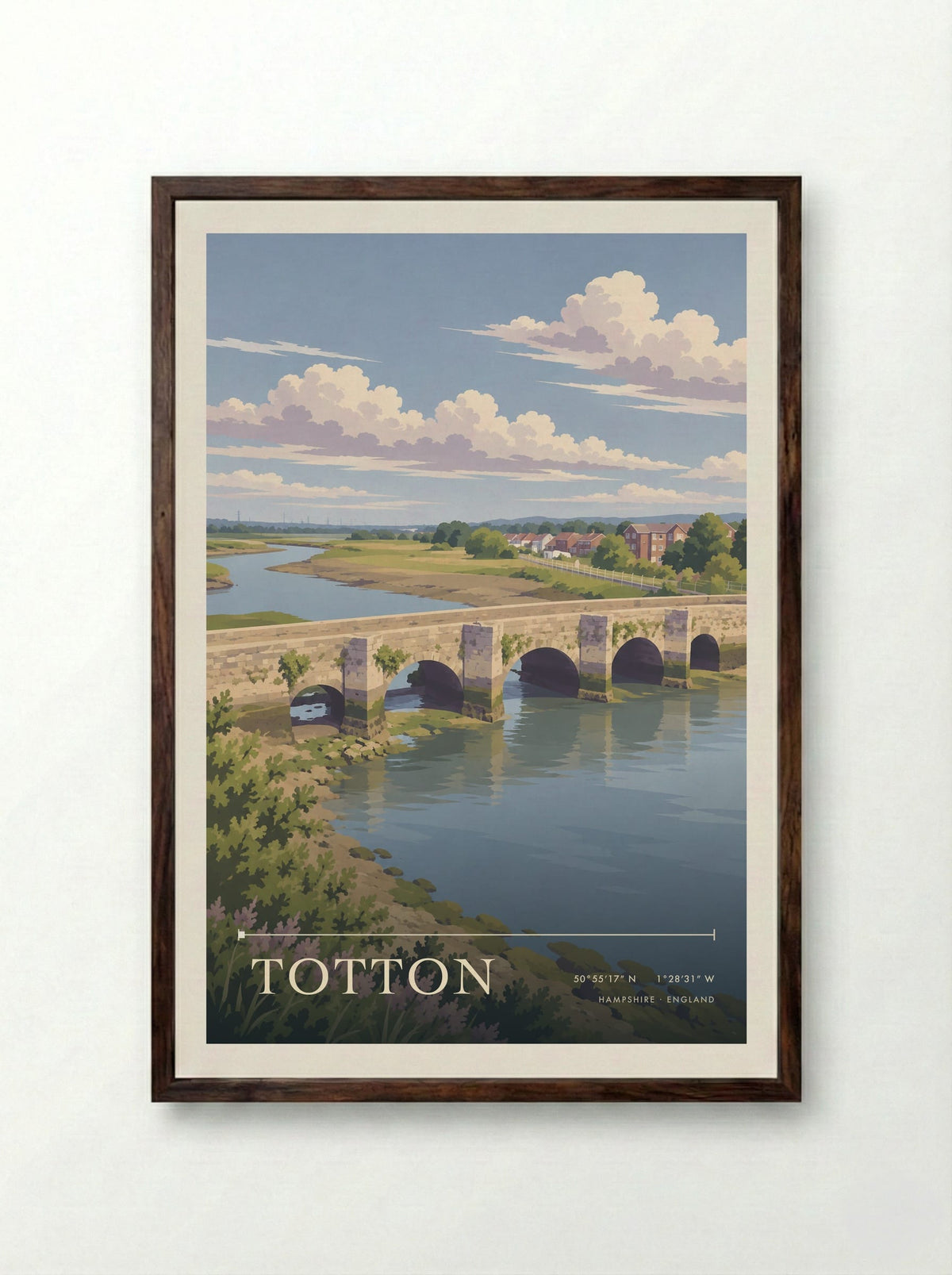 Totton, Hampshire | Travel Poster - Framed Print Dark Wood