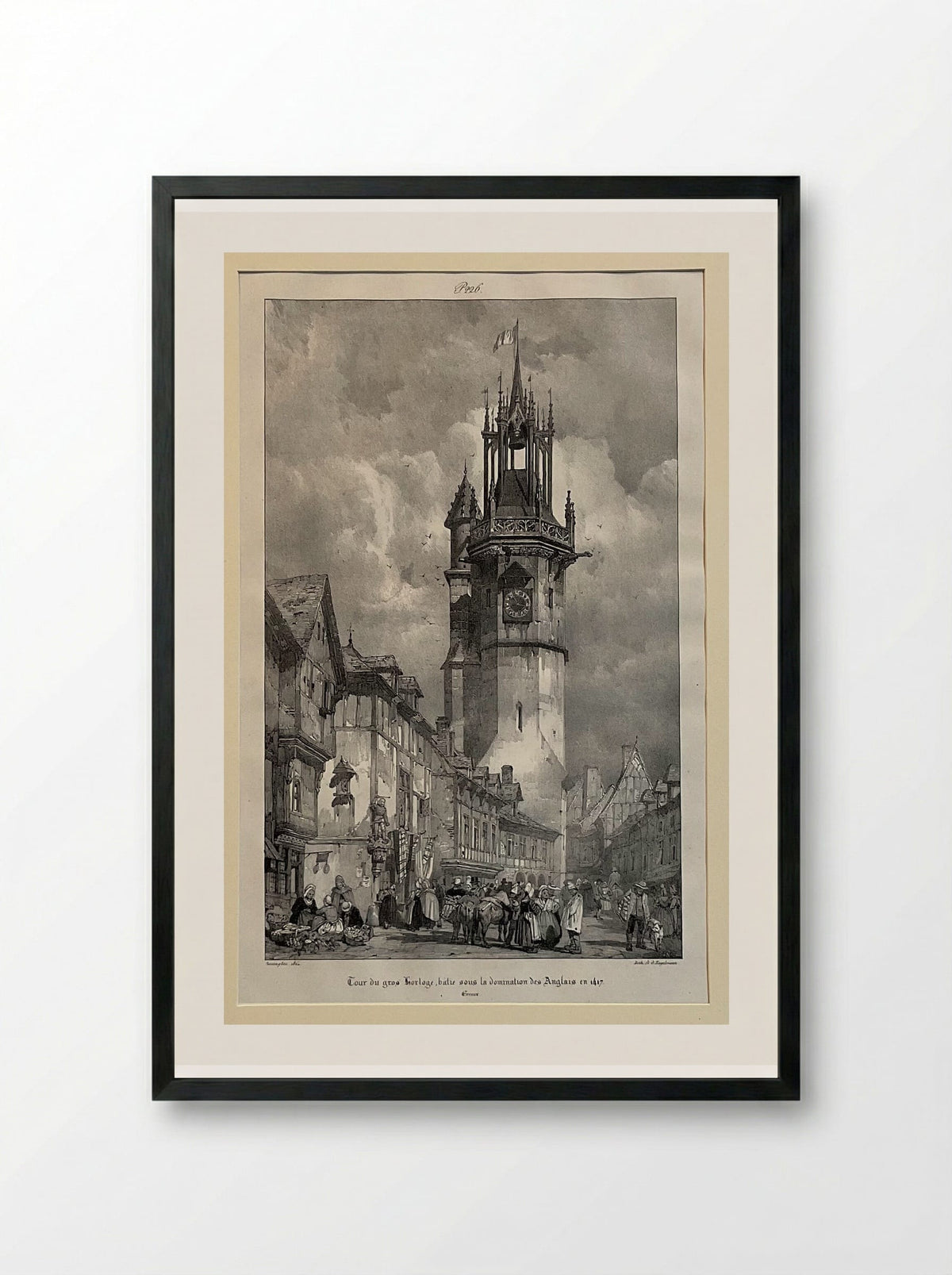 Tour du Gros Horloge, Evreux - Richard Parkes Bonington - Framed Print Black