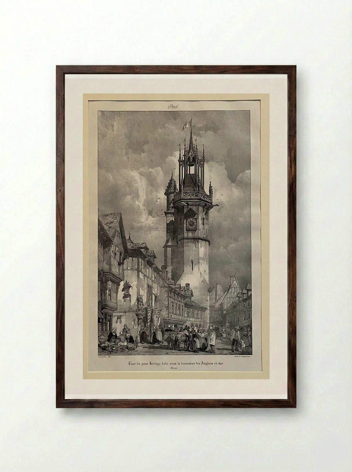 Tour du Gros Horloge, Evreux - Richard Parkes Bonington - Framed Print Dark Wood
