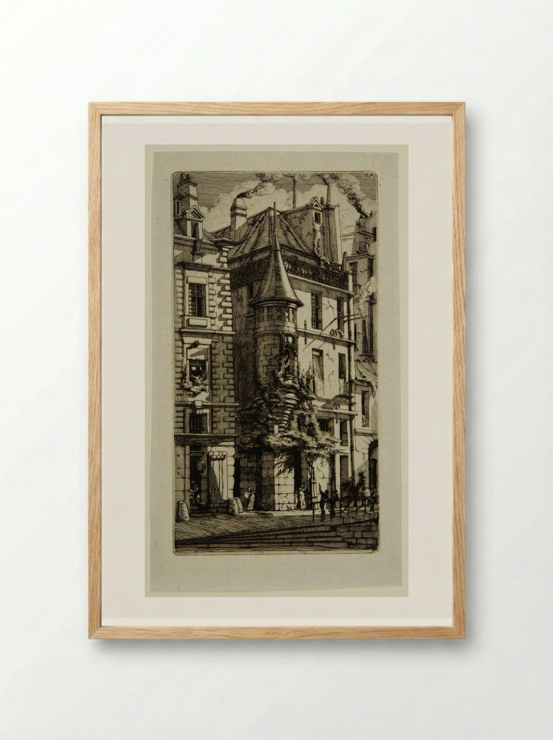 Tourelle, rue de la Tixéranderie - Charles Meryon - Framed Print Wood