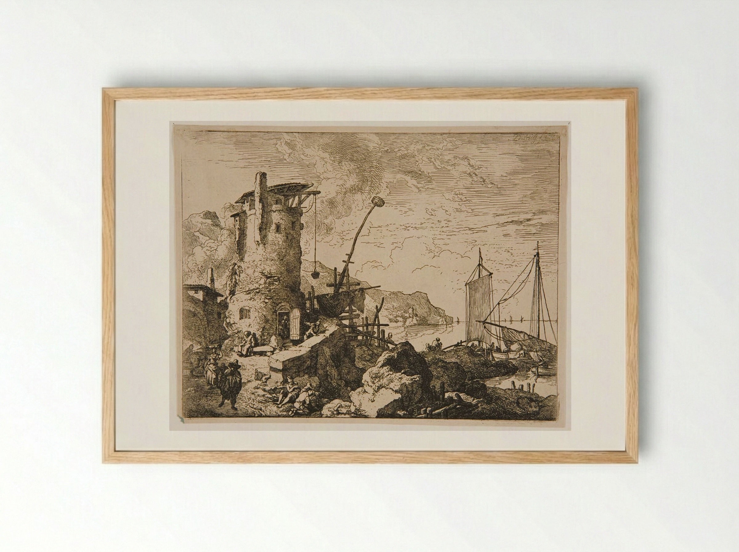 Tower by the Sea - Christian Wilhelm Ernst Dietrich - Framed Print Wood