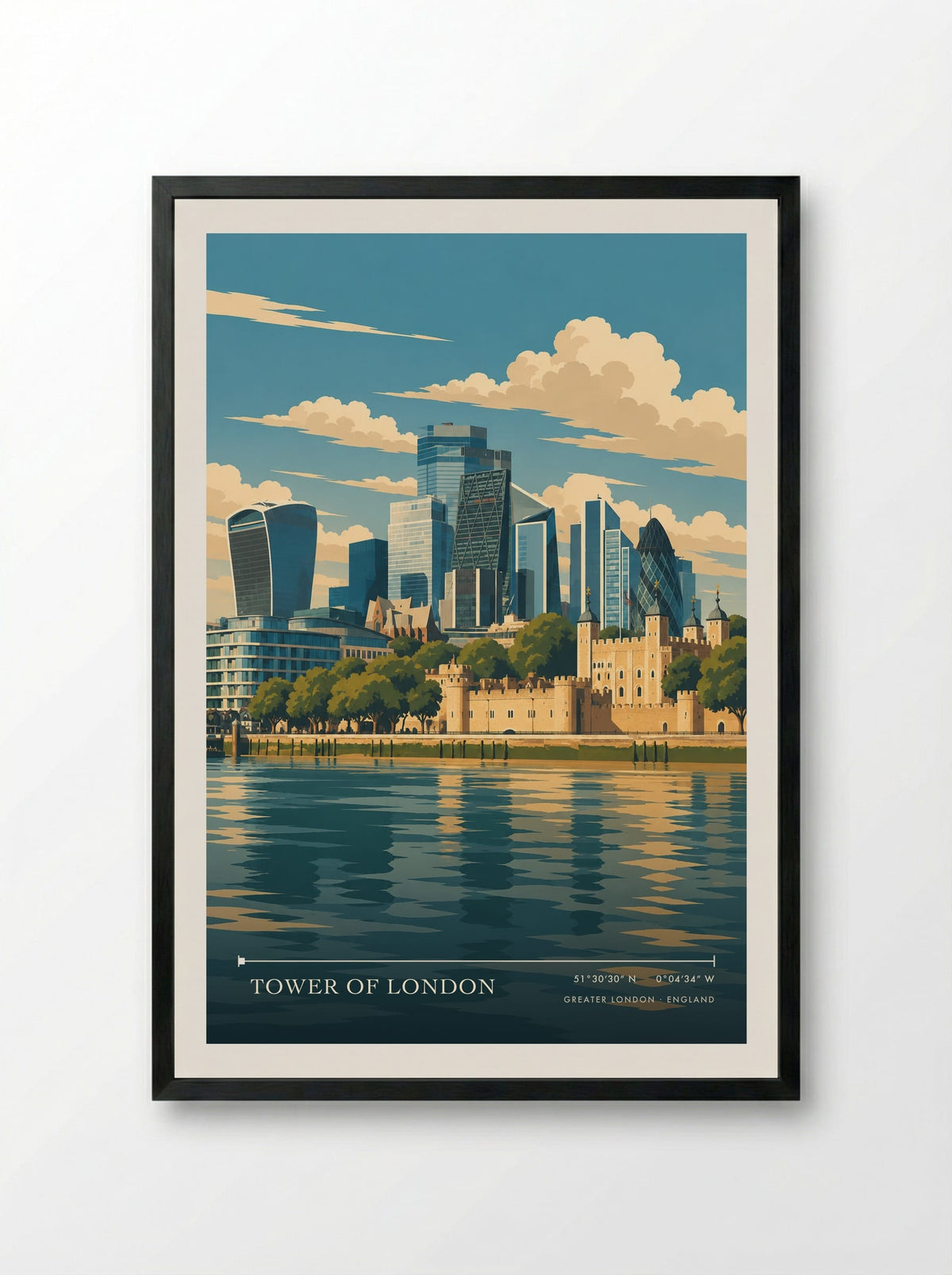 Tower of London, Greater London | Travel Poster - Framed Print Black