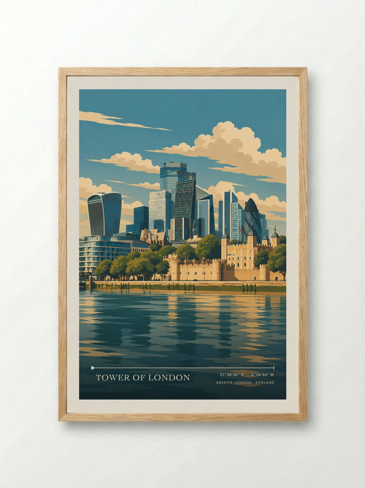 Tower of London, Greater London | Travel Poster - Framed Print Wood