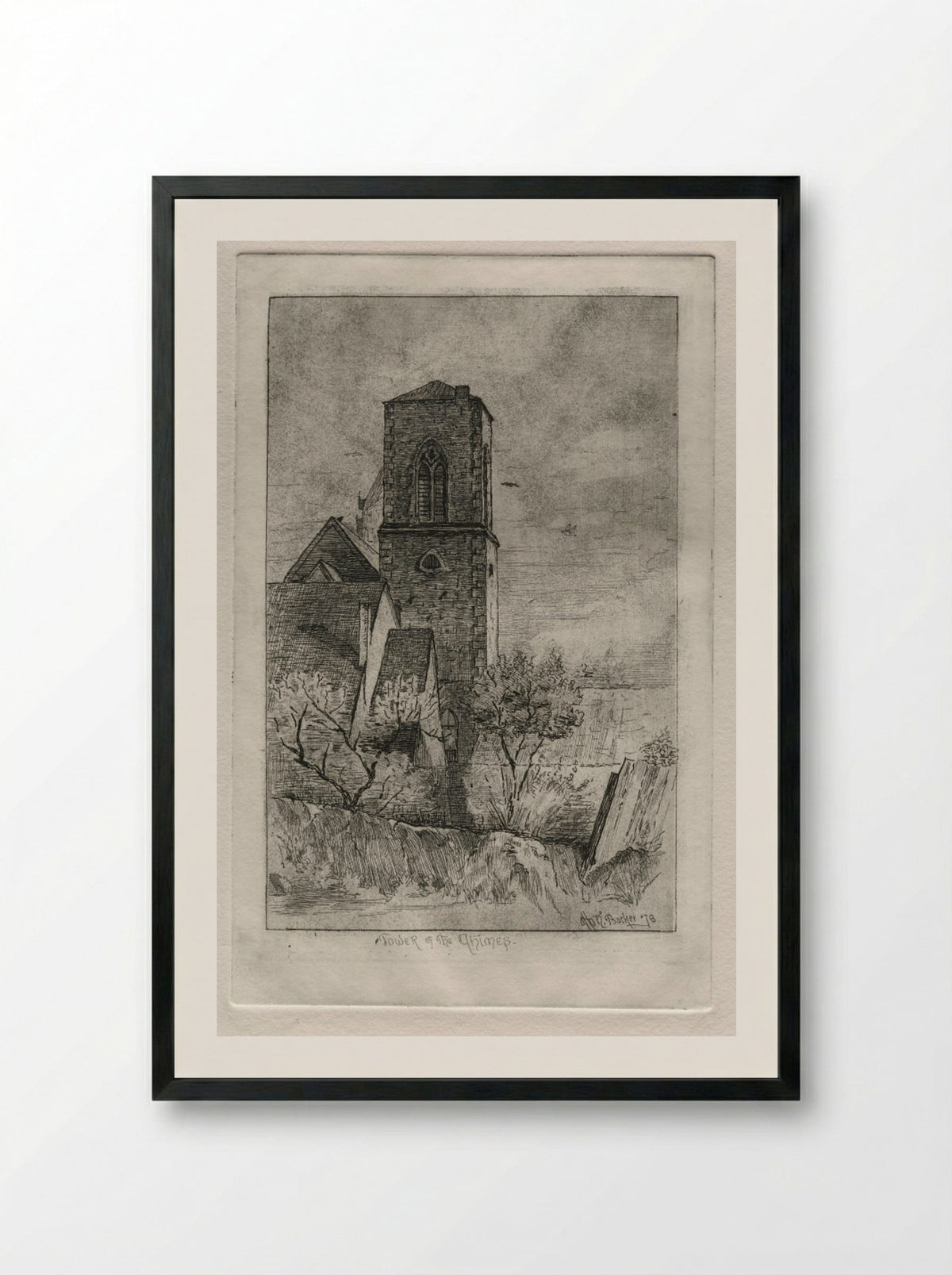 Tower of the Chimes - Otto H. Bacher - Framed Print Black