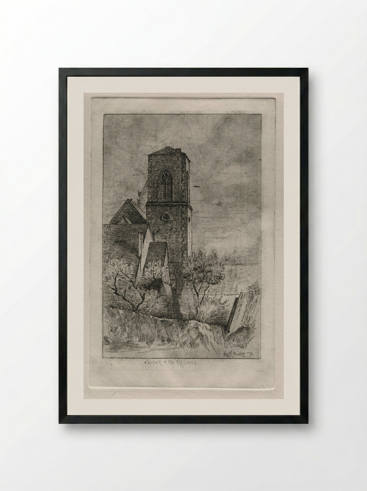 Tower of the Chimes - Otto H. Bacher - Framed Print Black