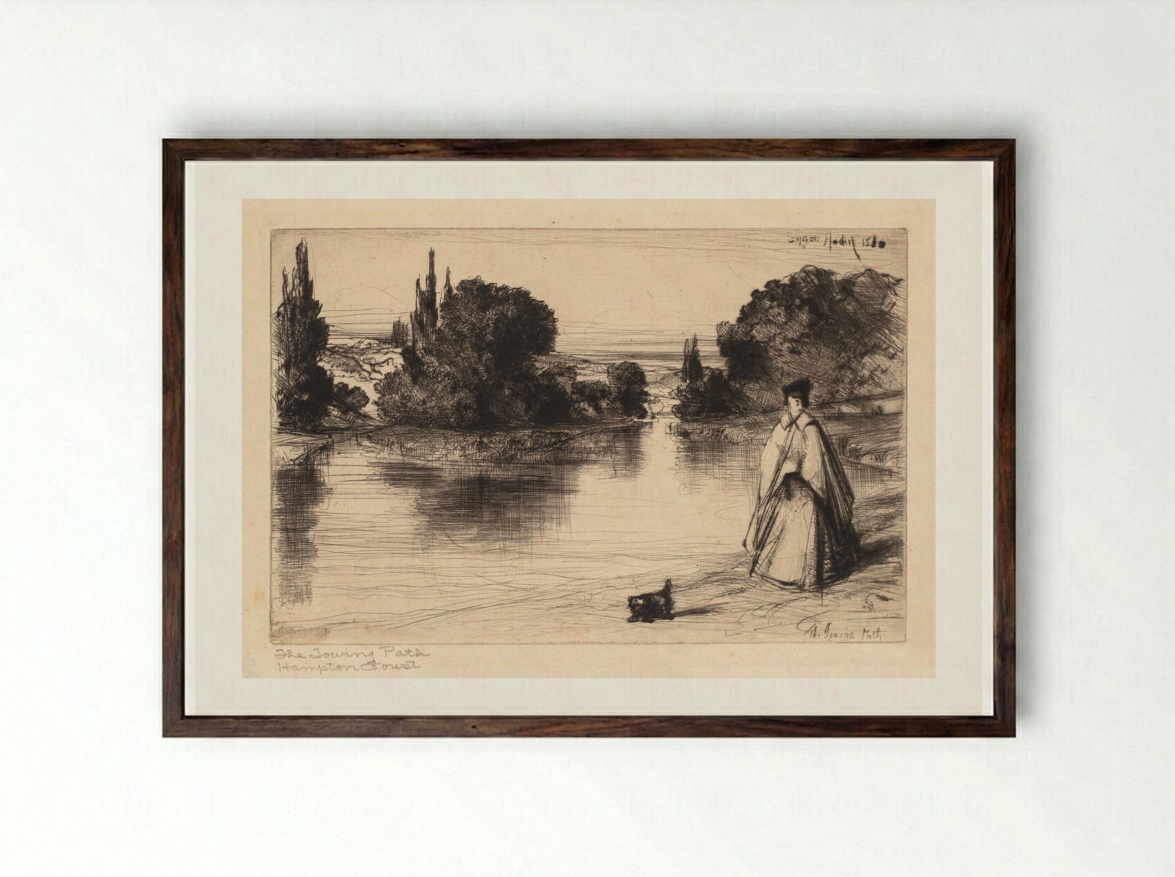 Towing Path - Francis Seymour Haden - Framed Print Dark Wood