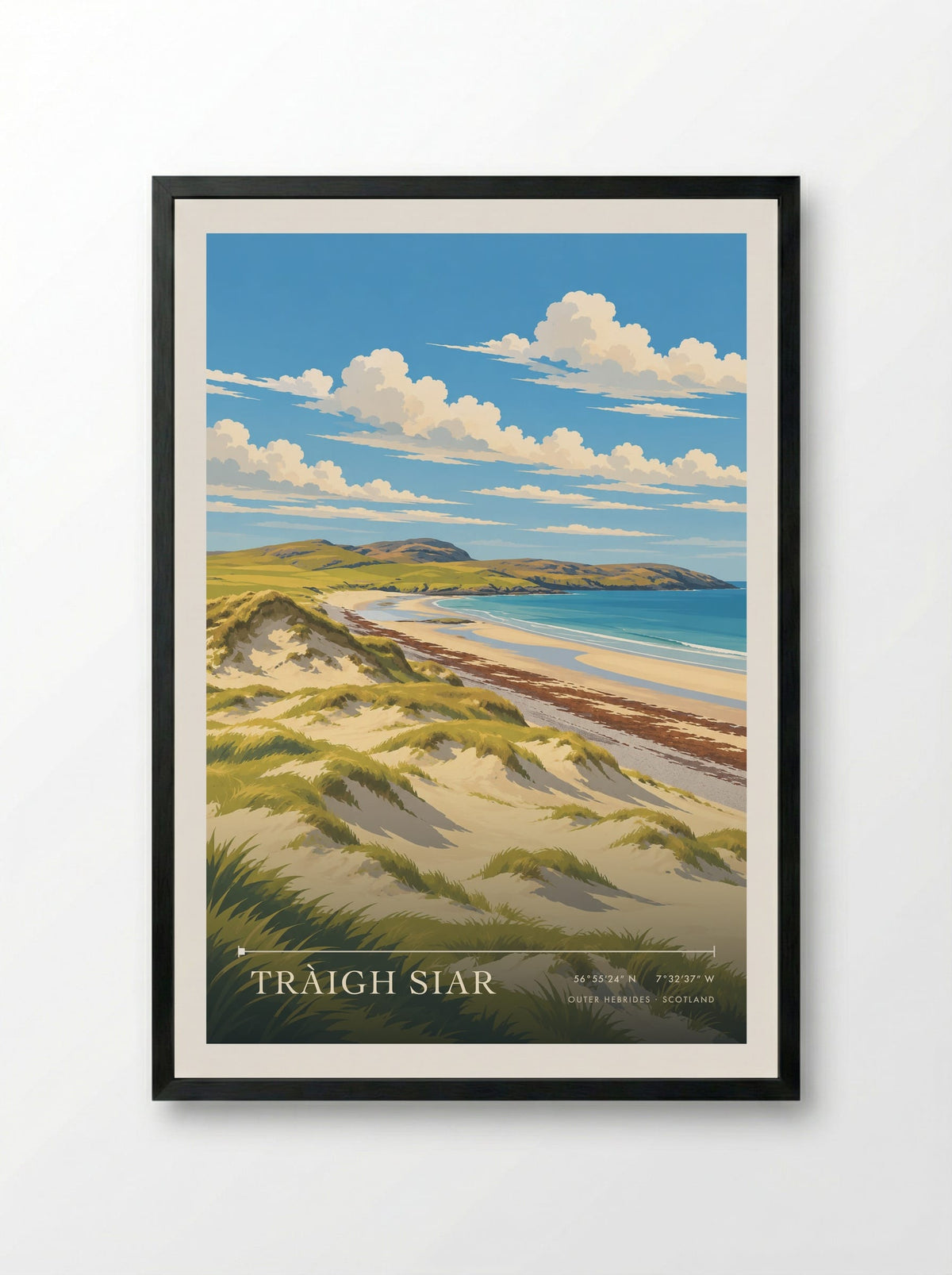 Tràigh Siar, Outer Hebrides | Travel Poster - Framed Print Black