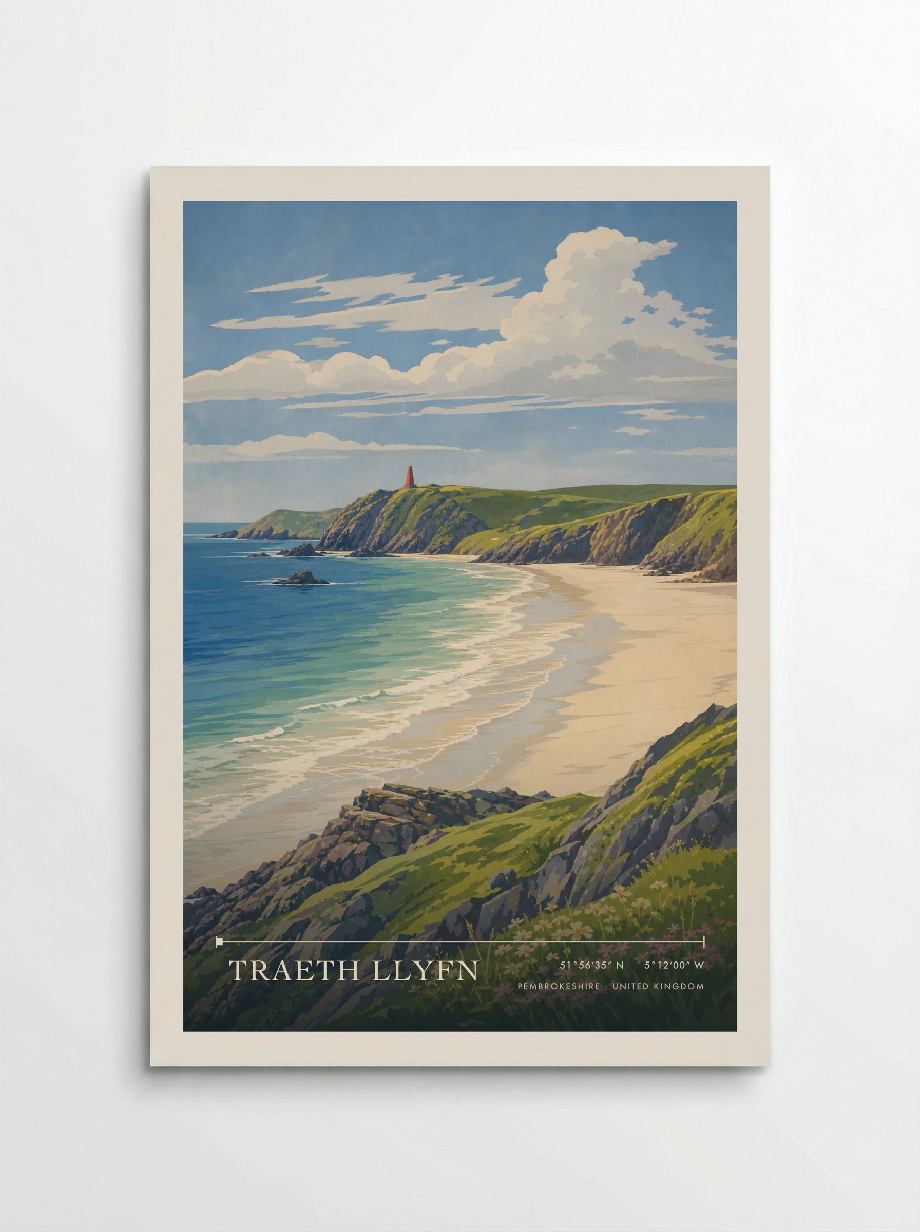 Traeth Llyfn Pembrokeshire United Kingdom Travel Poster - Poster