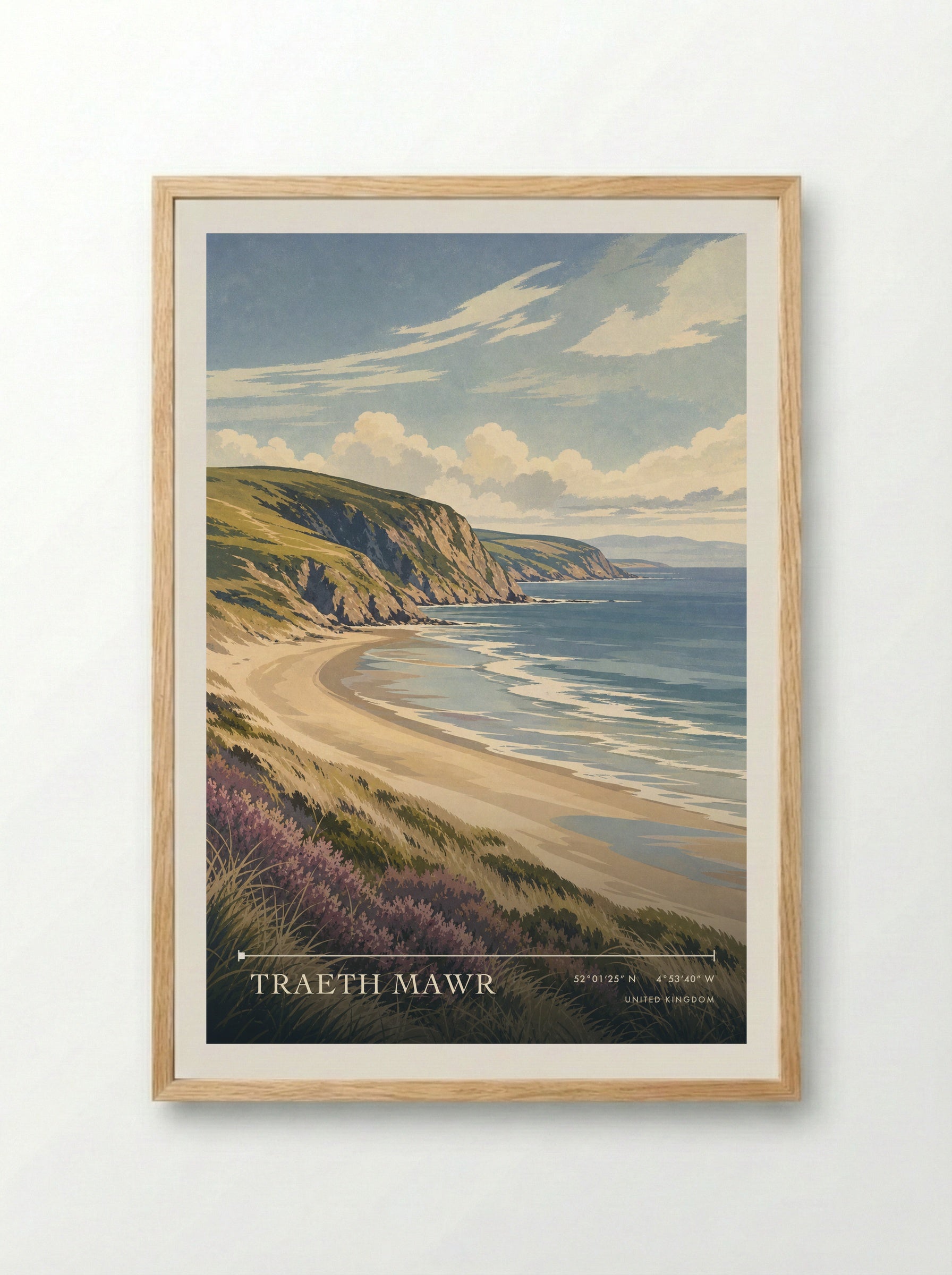 Traeth Mawr United Kingdom Travel Poster - Framed Print Wood