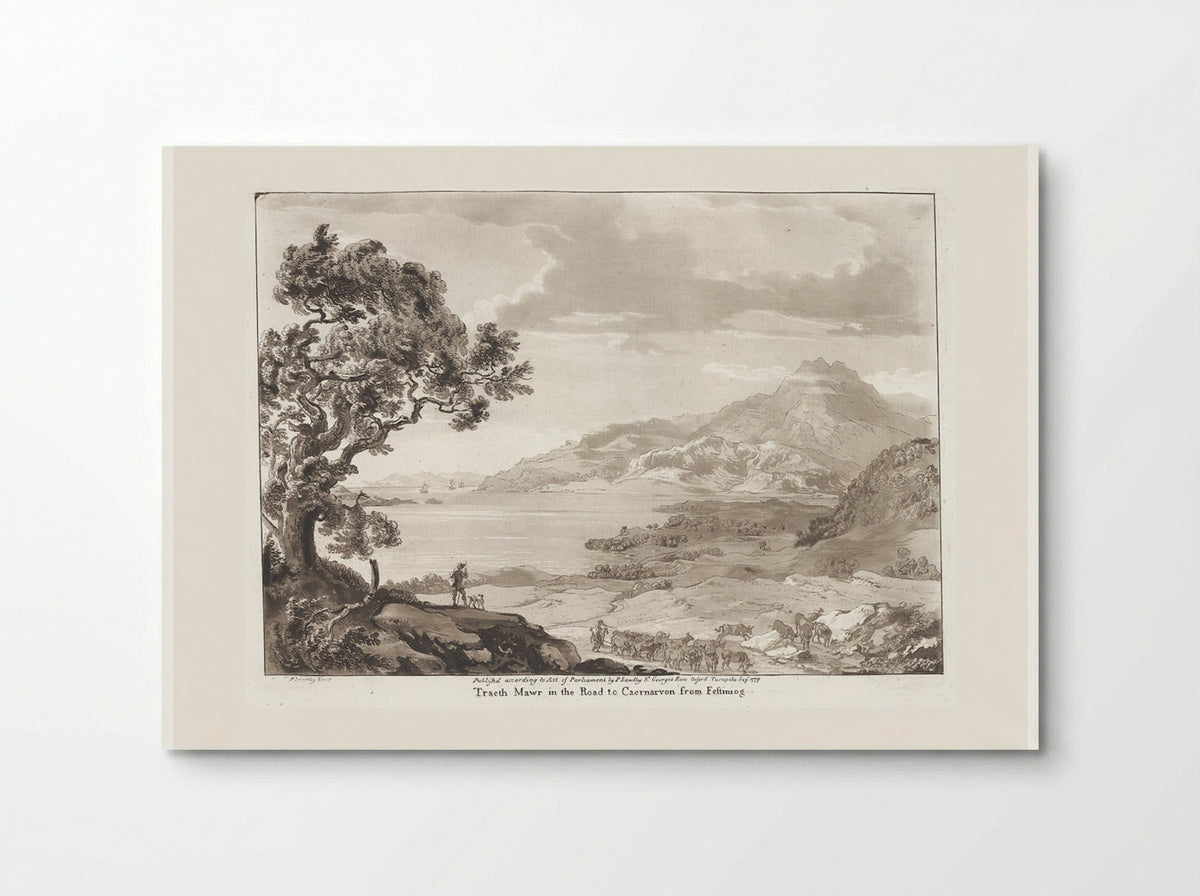 Traeth Mawr in the Road to Caernarvon from Festiniog - Paul Sandby - Poster