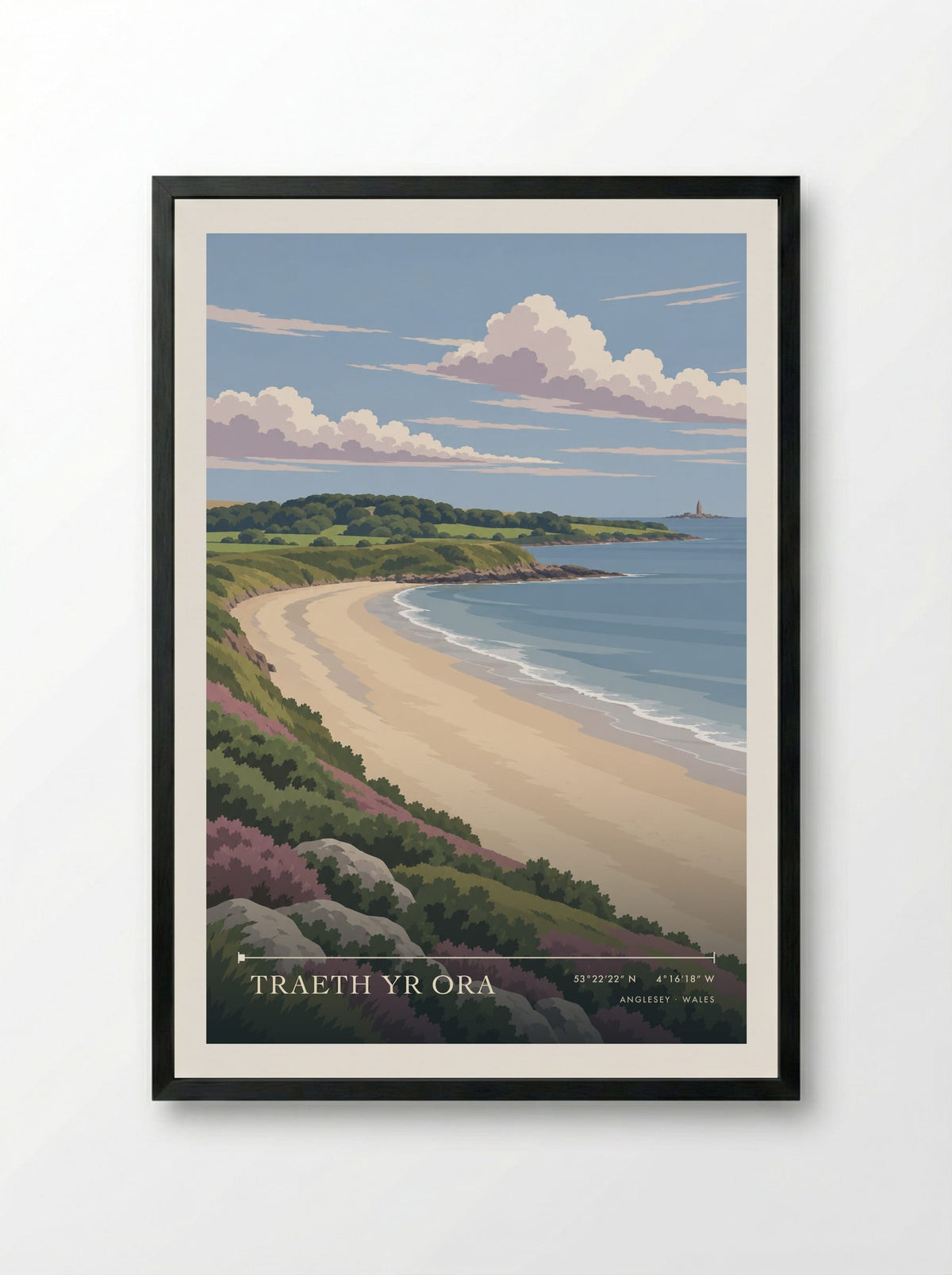 Traeth yr Ora, Anglesey | Travel Poster - Framed Print Black
