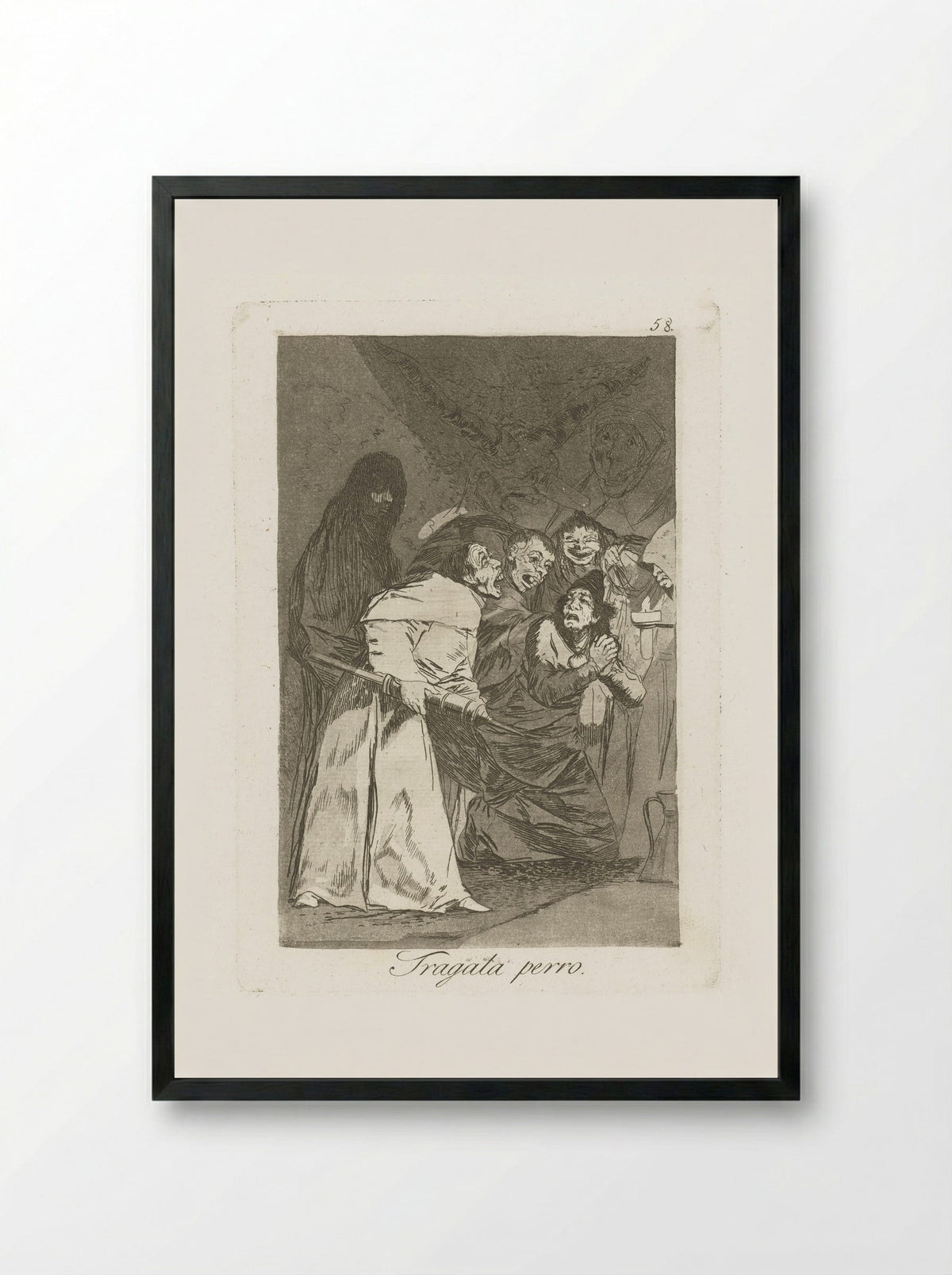 Tragala perro - Francisco de Goya - Framed Print Black