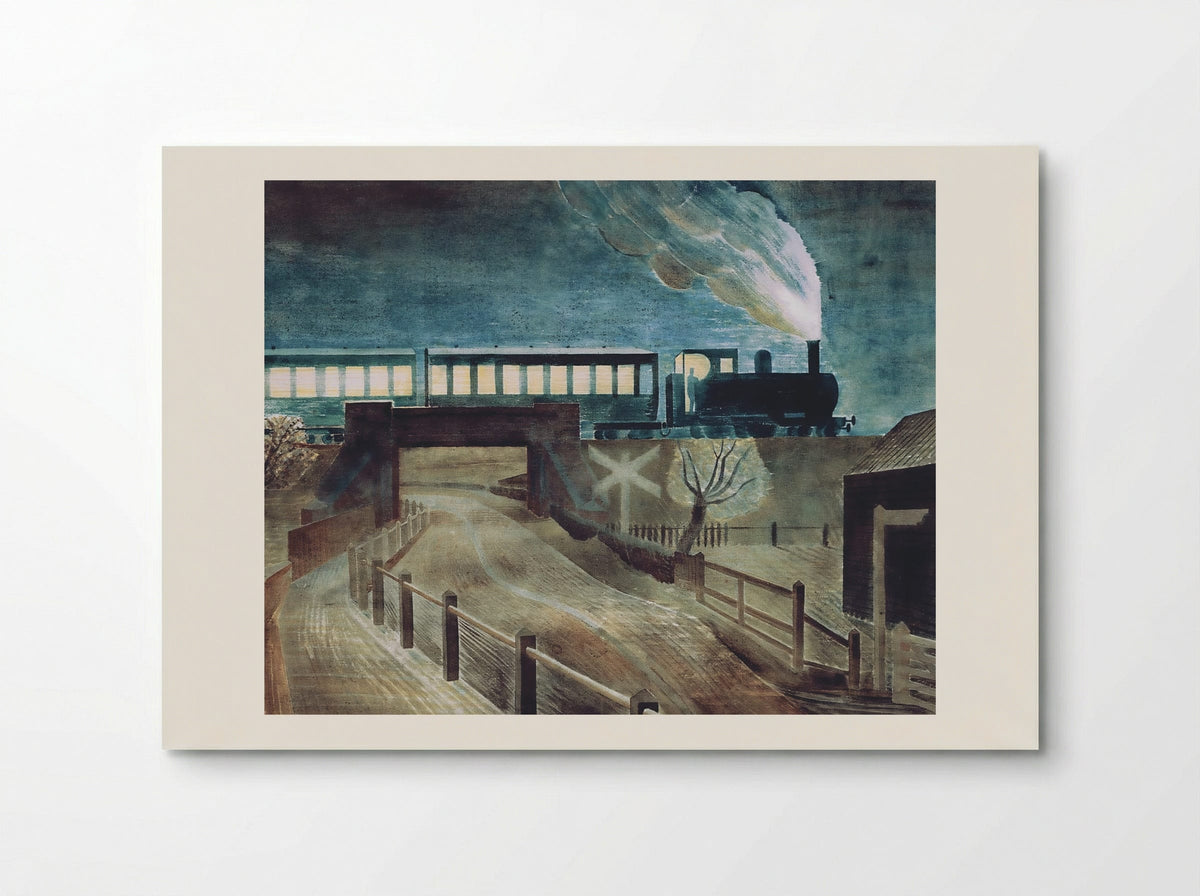 Train Going over a Bridge at Night - Eric Ravilious - Poster