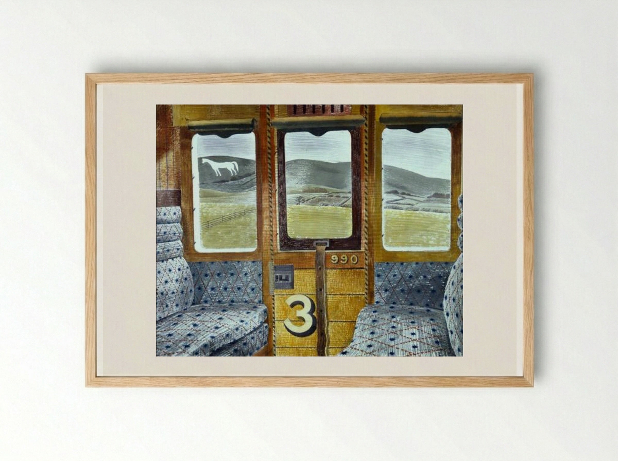 Train Landscape - Eric Ravilious - Framed Print Wood
