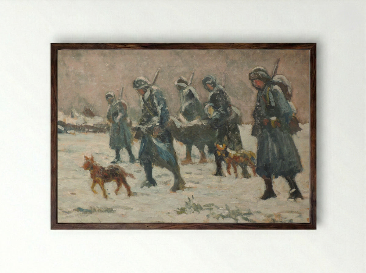 Transport D'un Blessé - Maximilien Luce - Framed Print Dark Wood