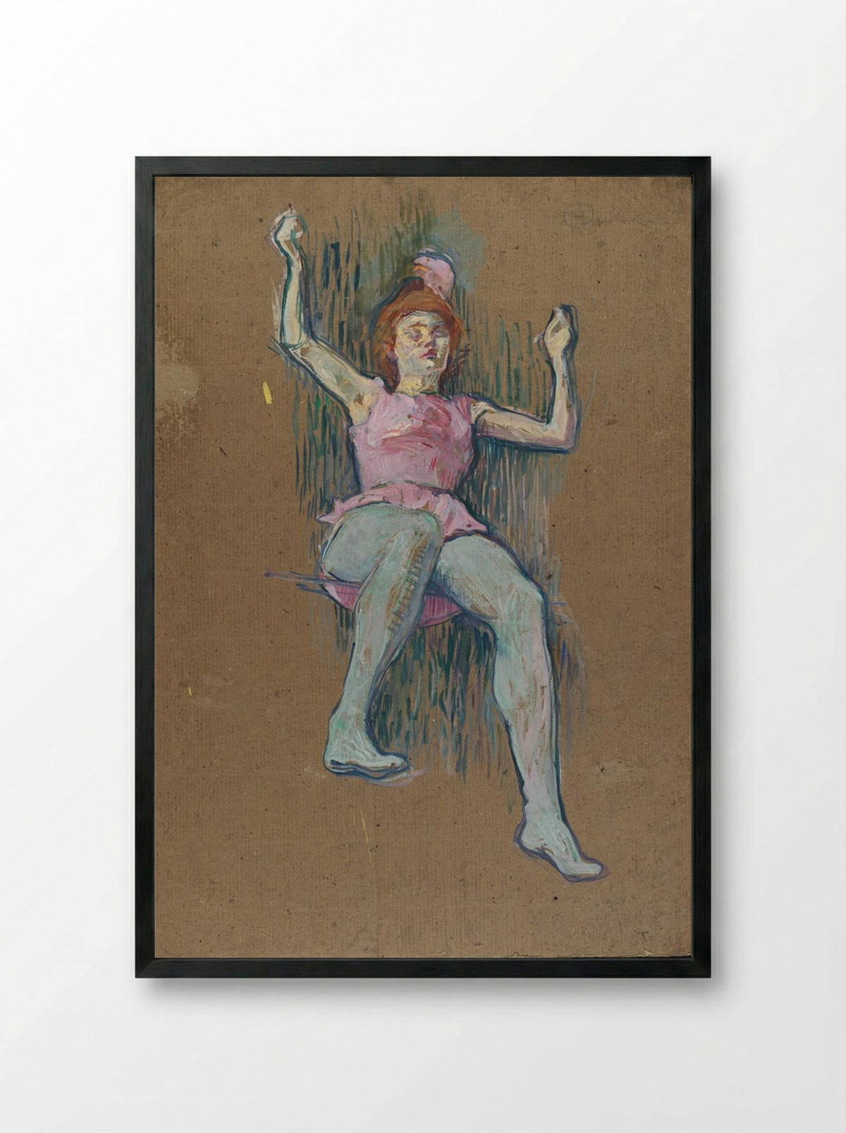 Trapeze Artist at the Medrano Circus - Henri de Toulouse-Lautrec - Framed Print Black