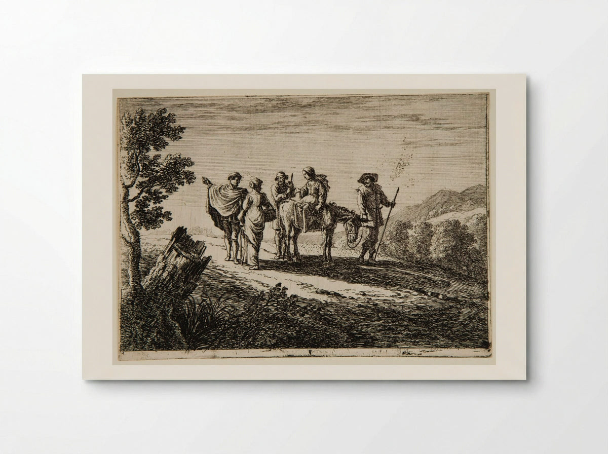 Travelers in a Landscape with a Large Stump at Left - Herman van Swanevelt - Poster