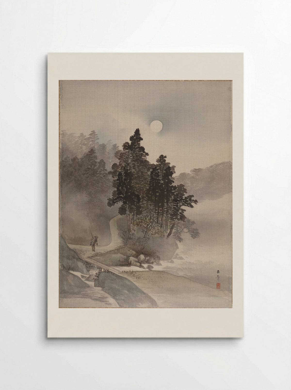 Traveling by Moonlight - Kawabata Gyokushō - Poster
