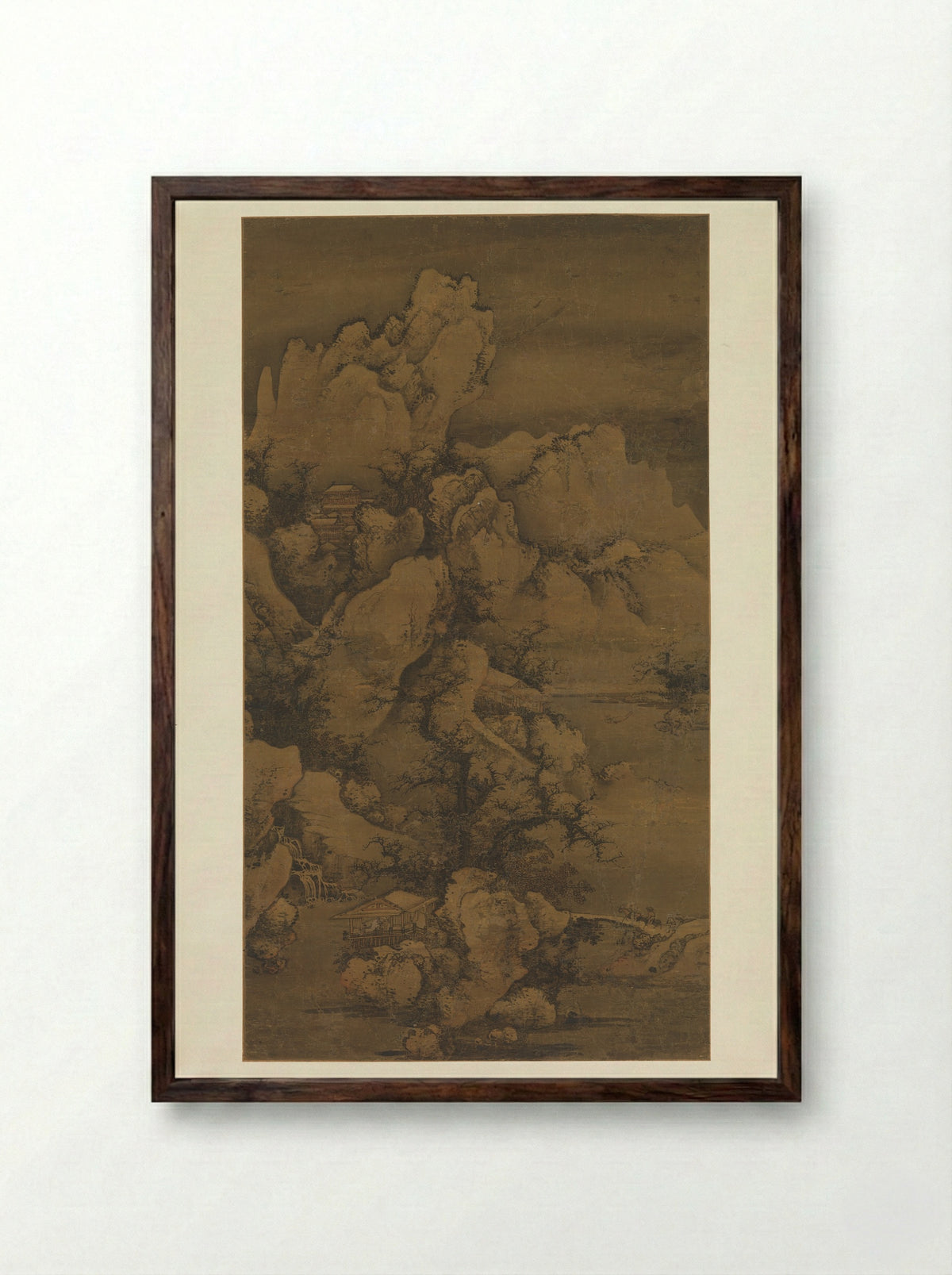 Traveling through Snow-Covered Mountains - Yao Yanqing - Framed Print Dark Wood