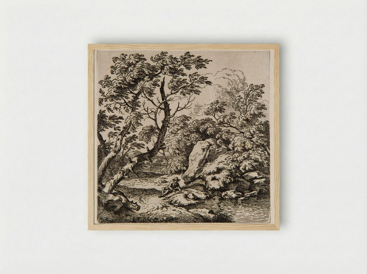 Traveller Resting on the Shore - Ferdinand Kobell - Framed Print Wood
