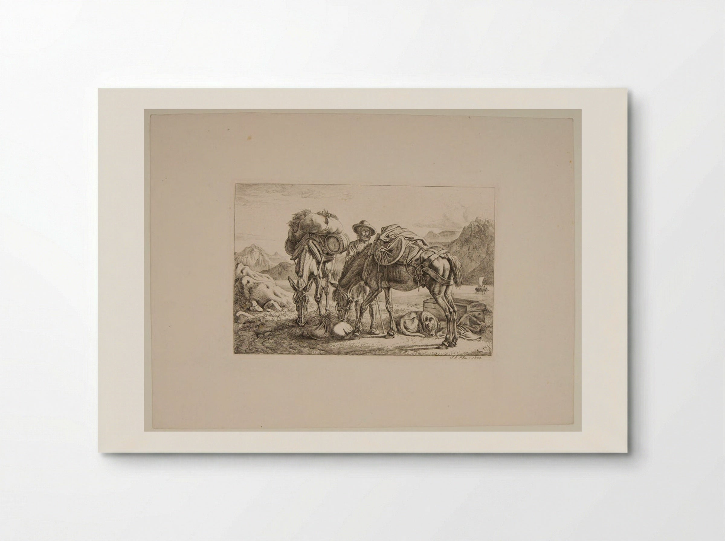 Traveller with Two Horses - Johann Adam Klein - Poster